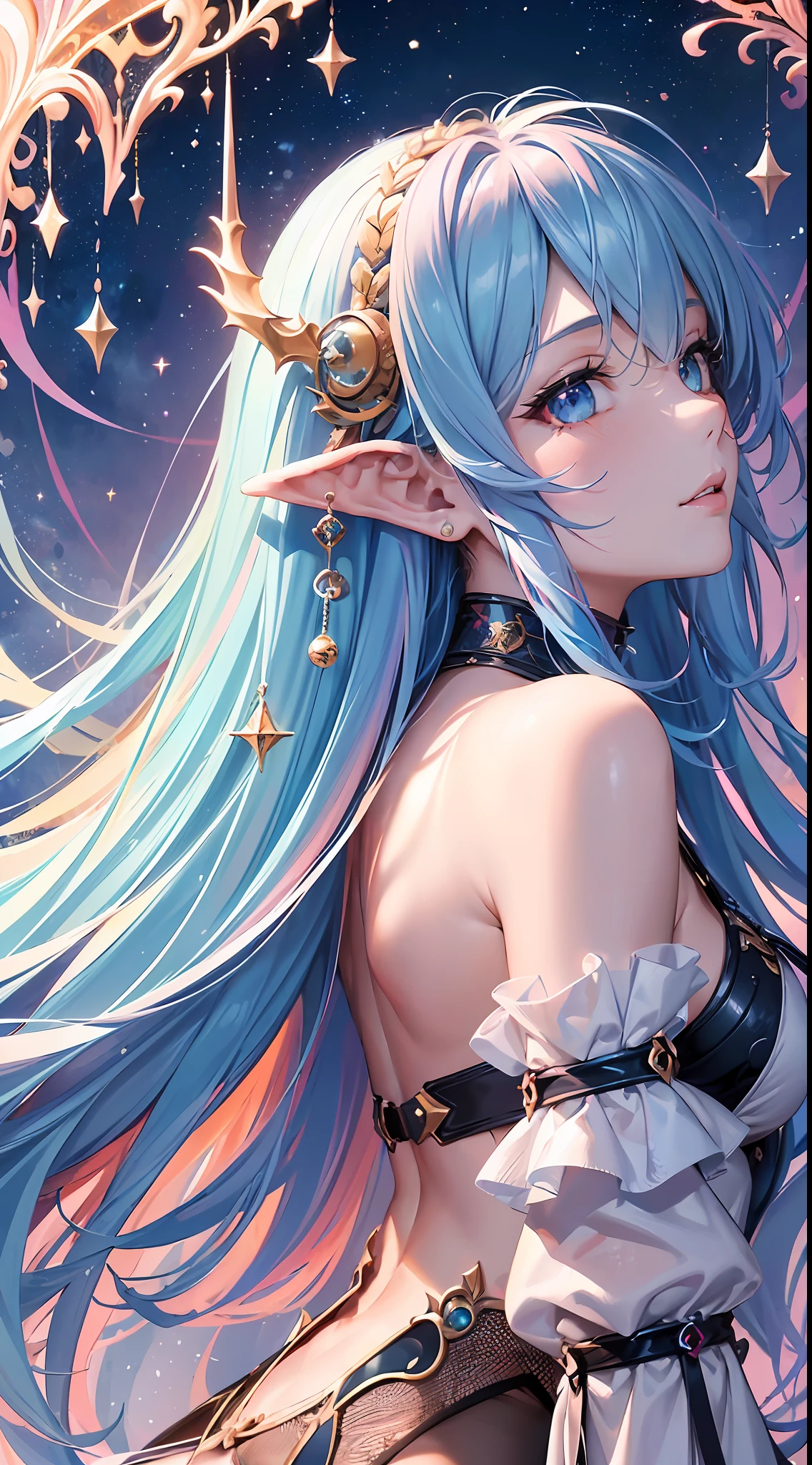 (masterpiece, top quality, best quality,watercolor )(medium),(official art, beautiful and aesthetic:1.2),(1girl:1.3), (fractal art:1.3),((masterpiece, best quality)), 1girl, (mature female:1.4), 130mm f1.4 lens, 1girl, solo, pointy ears, heart-shaped pupils, microdress, from above, demon girl, flat chest, demon wings, saturated, colorful,,SLE, mksks-style,(best quality, masterpiece, best illustration),(detailed retina),(ultra-detailed:1.2)),(best illumination, best shadow, an extremely delicate and beautiful),(extremely detailed CG unity 8k wallpaper,masterpiece, best quality, ultra-detailed),(best illumination, best shadow, an extremely delicate and beautiful),(perfect body: 1.5),SeaArt Bot
Upscaling
14:56:13
(masterpiece, top quality, best quality,watercolor )(medium),official art, beautiful and aesthetic:1.2),(1girl:1.3), (fractal art:1.3),upper body, from side, looking at viewer,patterns,(rainbow color Hair,colorful hair,half blue and half pink hair:1.2),water,liquid, cloud,colorful, starry,stars,close-up, big eyes, eyes, complex eyes, unique pupils, unusual pupils,starry sky, stars in the background, shining halo,((ultra detail retina:1.5)),embarassed, (midriff),((ultra detail eyes:1.5)),((extremely detailed CG unity 8k wallpaper,masterpiece, best quality)), ((ultra-detailed:1.2)),(best illumination, best shadow, an extremely delicate and beautiful),(extremely detailed CG unity 8k wallpaper,masterpiece, best quality, ultra-detailed),(best illumination, best shadow, an extremely delicate and beautiful),(perfect body: 1.5), [(dynamic angle,((1girl)):1.2,(blue:1.3+red+orange) scales:1.2+fire:1.3),(long blue hair:1.2+long pink hair+long orange hair:1.3),red eyes,dynamic pose,(wings),scaly white armor,sharp claws,snarling,aggressive look):0.75], [ :(smoky mountains,foggy atmosphere,(flying embers),sky adorned with stars,misty clouds,illuminated by fire):0.6],(perfect hand:1.2),(ultra-detailed, high resolution), beautiful demon lord, powerful yet alluring,(1 female),