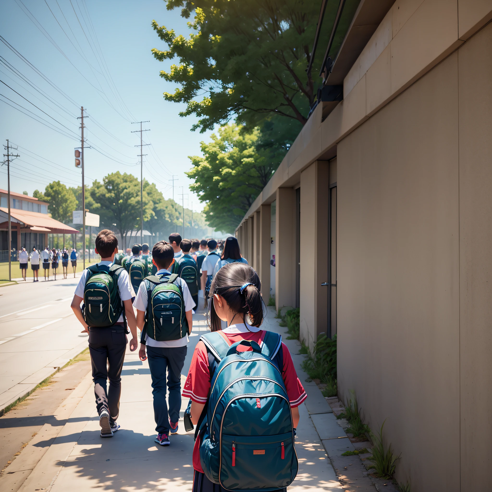 At the opening ceremony, the principal was speaking, realism, and many students were carrying backpacks and sleeping standing up --auto --s2