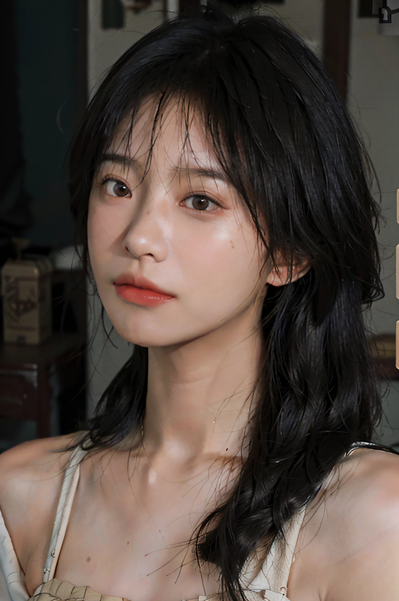 8K,Best quality, masterpiece, ultra high res, (photorealistic:1.4), raw photo, (Authentic skin texture:1.3), (film grain:1.3), (selfie angle),1girl,beautiful detailed eyes and face,masterpiece, best quality,close-up,upper bod,