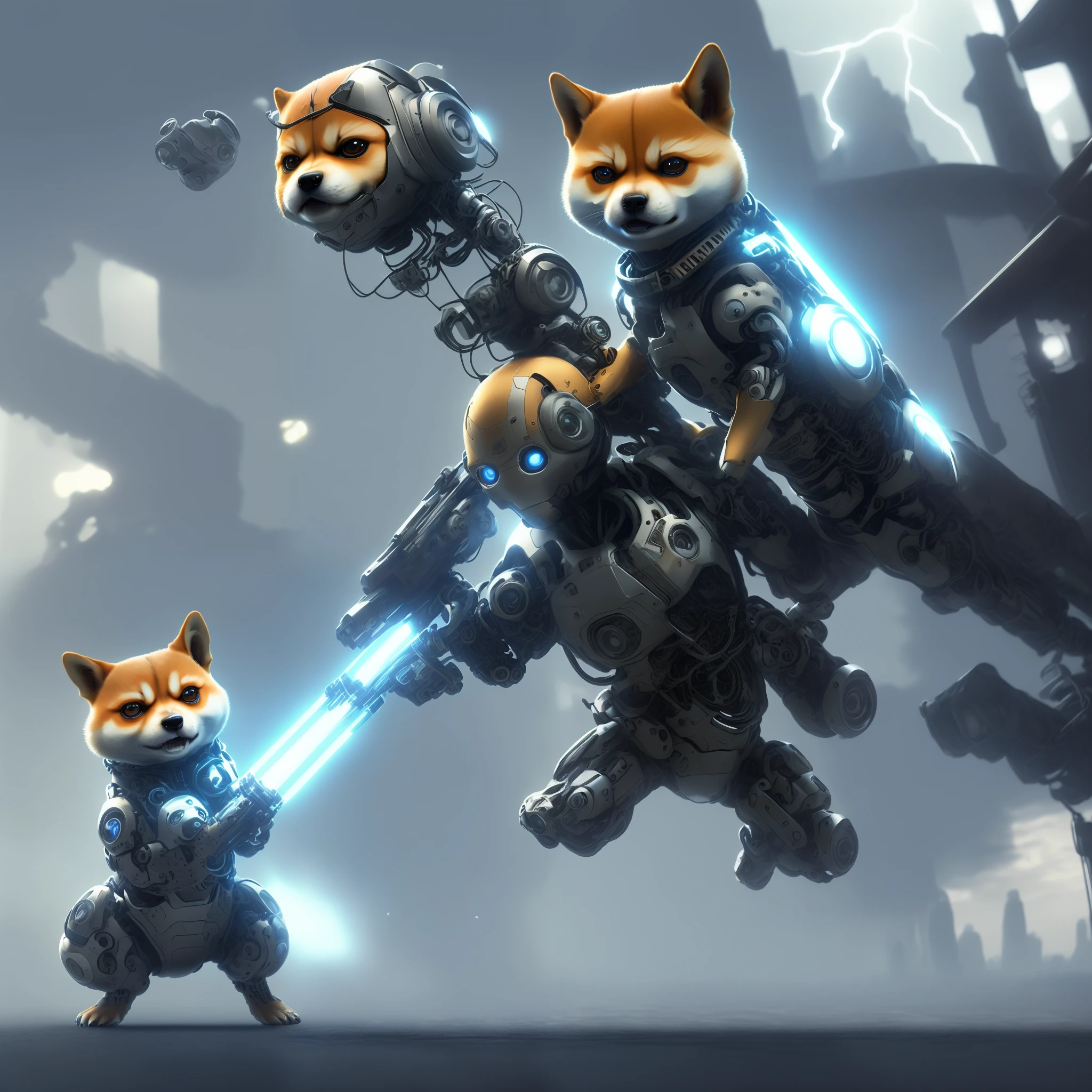 "cybernetically enhanced cyborg Shiba Inu , realistic cyberpunk 2 0 7 7 concept art"