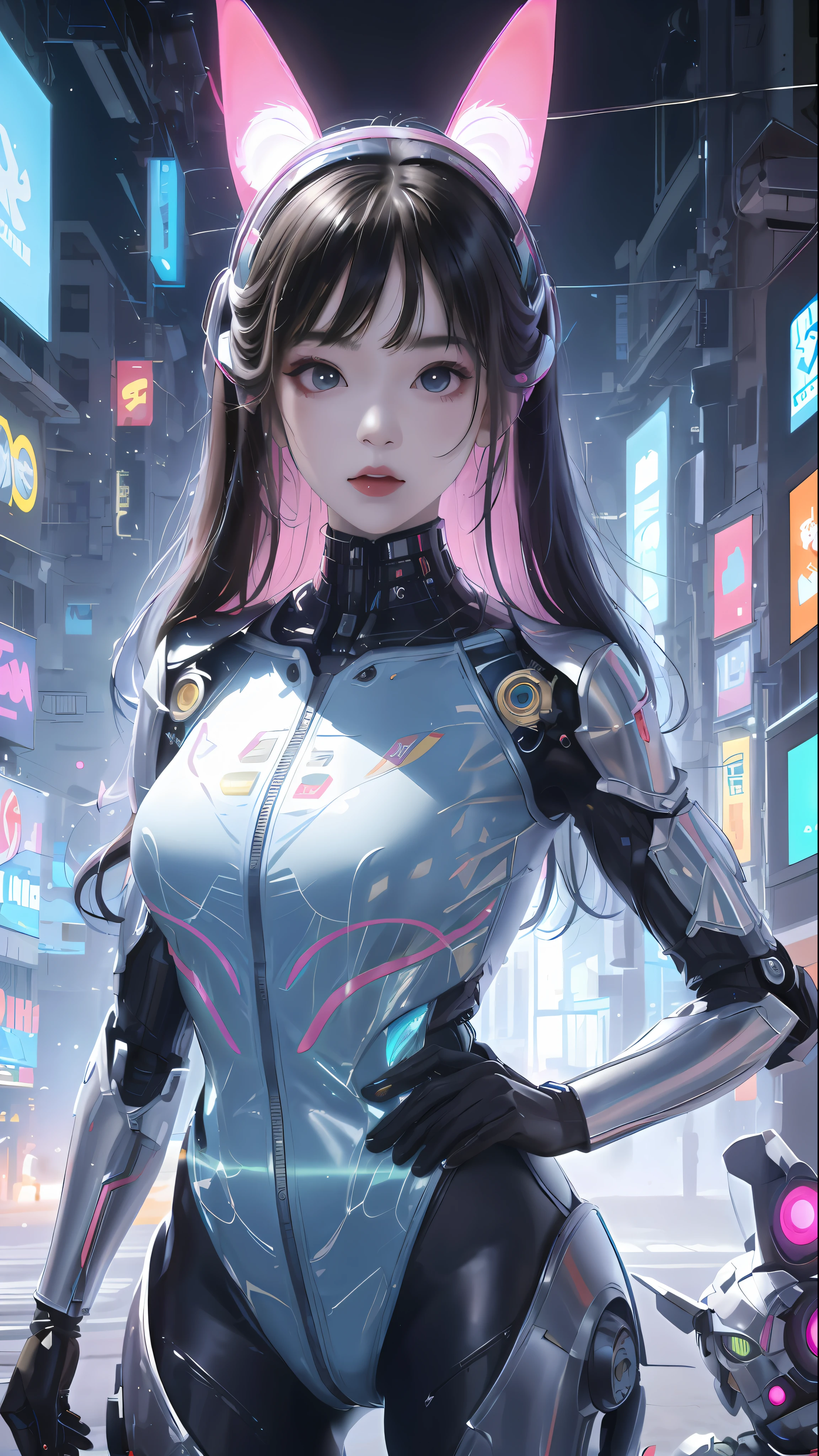 anime girl in futuristic outfit with cat ears and headphones, cute cyborg girl, digital cyberpunk anime art, cyberpunk anime girl mech, female cyberpunk anime girl, cyberpunk anime girl, beutiful girl cyborg, perfect android girl, anime cyberpunk art, portrait anime space cadet girl, dreamy cyberpunk girl, digital cyberpunk - anime art, girl in mecha cyber armor, cyberpunk beautiful girl