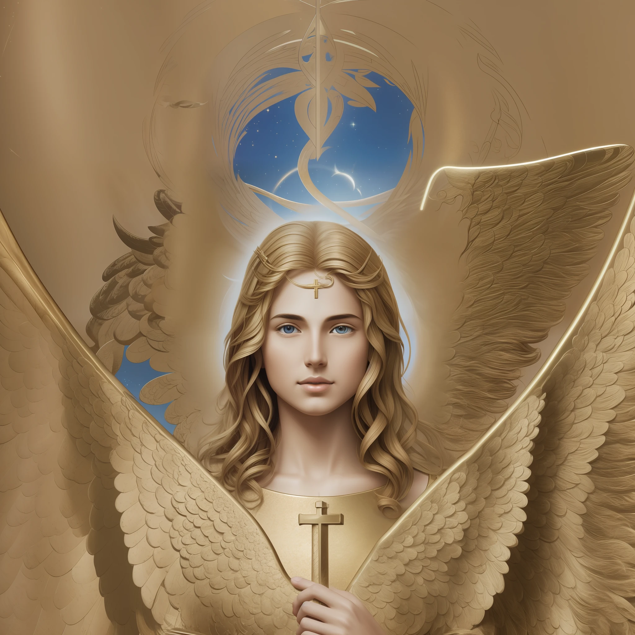 Man Saint Archangel Raphael, age 29 years, Catholic saint. celestial environment. purity. emanated heals. --auto --s2