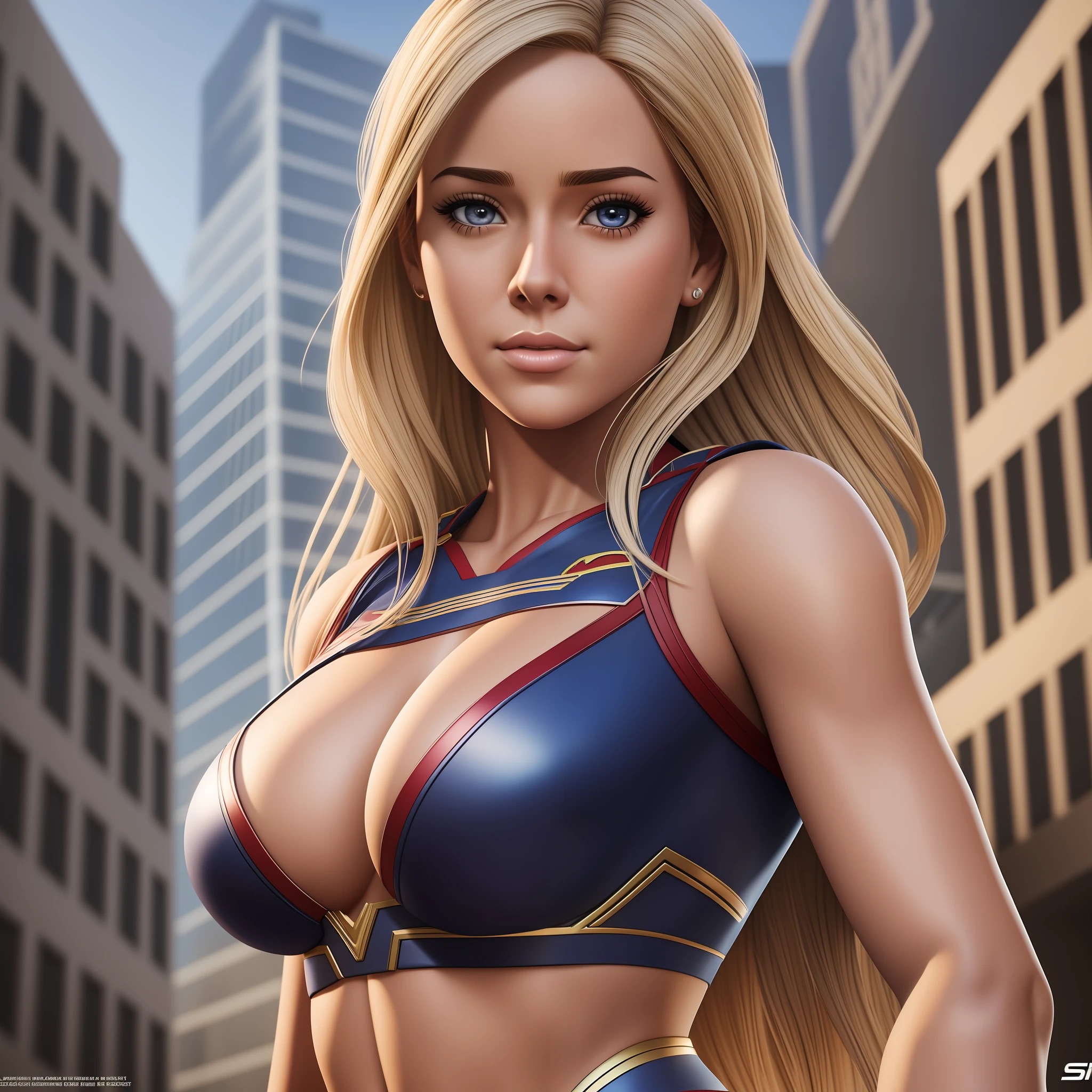 Photo Realistic, Realistic. 1girl realistic, skin realistic, sasha calle face, big boobs, supergirl --auto --s2