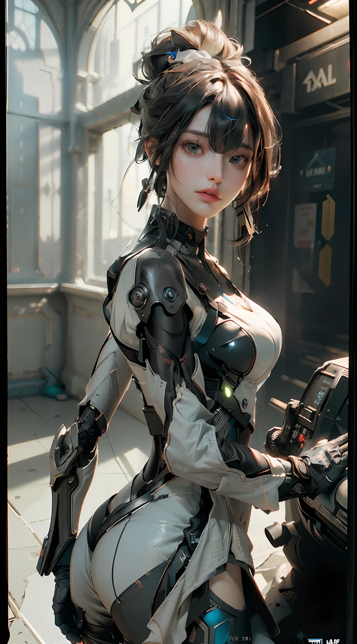 ((Best quality)), ((masterpiece)), (detailed:1.4), 3D, an image of a beautiful cyberpunk female,HDR (High Dynamic Range),Ray Tracing,NVIDIA RTX,Super-Resolution,Unreal 5,Subsurface scattering,PBR Texturing,Post-processing,Anisotropic Filtering,Depth-of-field,Maximum clarity and sharpness,Multi-layered textures,Albedo and Specular maps,Surface shading,Accurate simulation of light-material interaction,Perfect proportions,Octane Render,Two-tone lighting,Wide aperture,Low ISO,White balance,Rule of thirds,8K RAW,