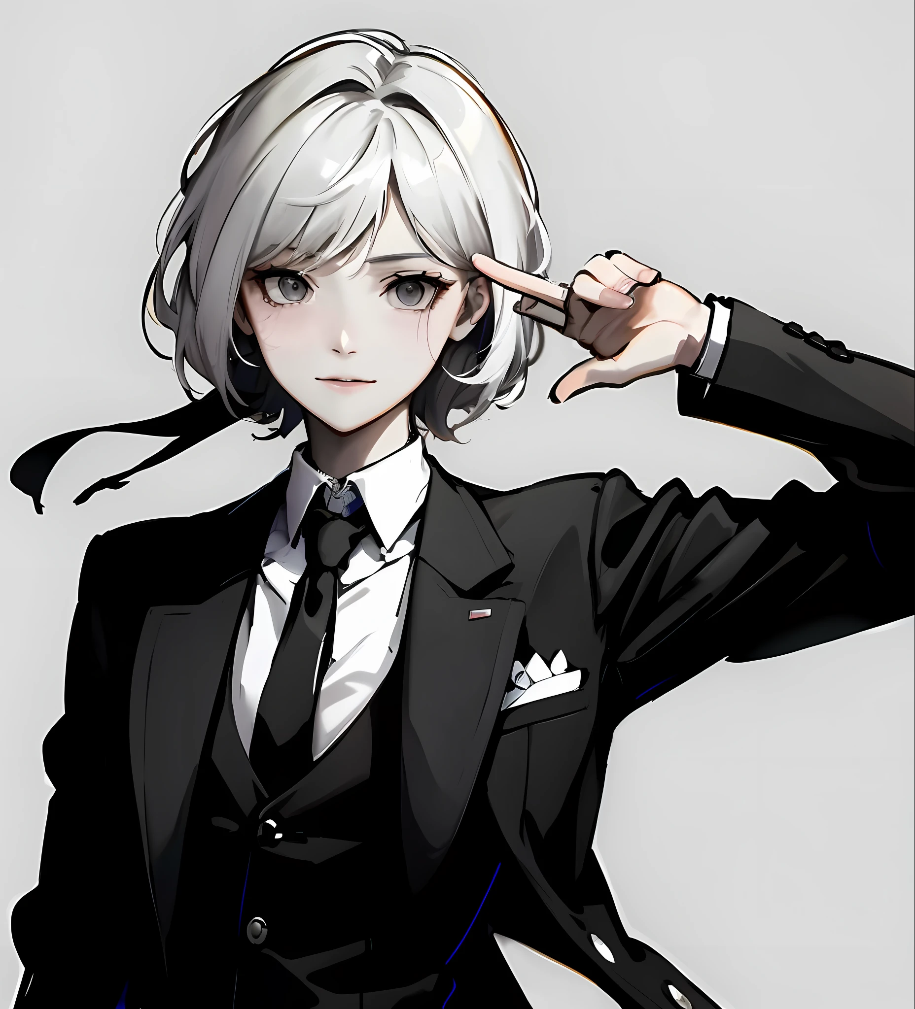 Anime - Style image of a woman in a suit and tie from Girl Front, Girl Front style, character art style, Digital art from Danganronpa, Persona 5 art style WLOP, anime character art, detailed anime character art, anime character, suit girl, suit girl, exquisite details. Women's Front, Nagisa Komata, 8K, Ultra HD, 4K quality, very clear, detailed lines, 4K, not smiling, cold, high quality
