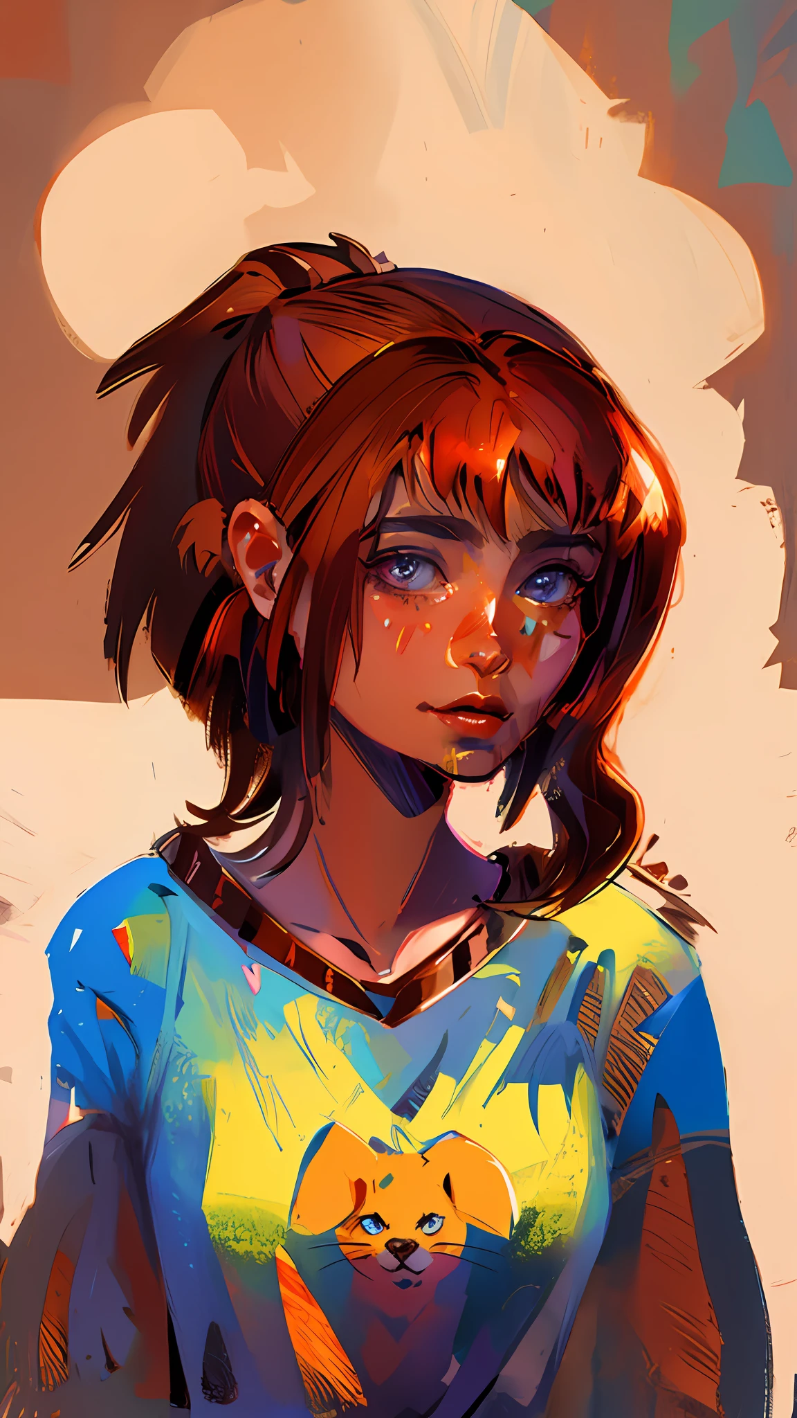 a drawing of a woman, maiden with copper hair, anime style portrait, colorful sketch, inspired by loish, high quality, portrait of an anime girl, portrait of a small character, digital illustration