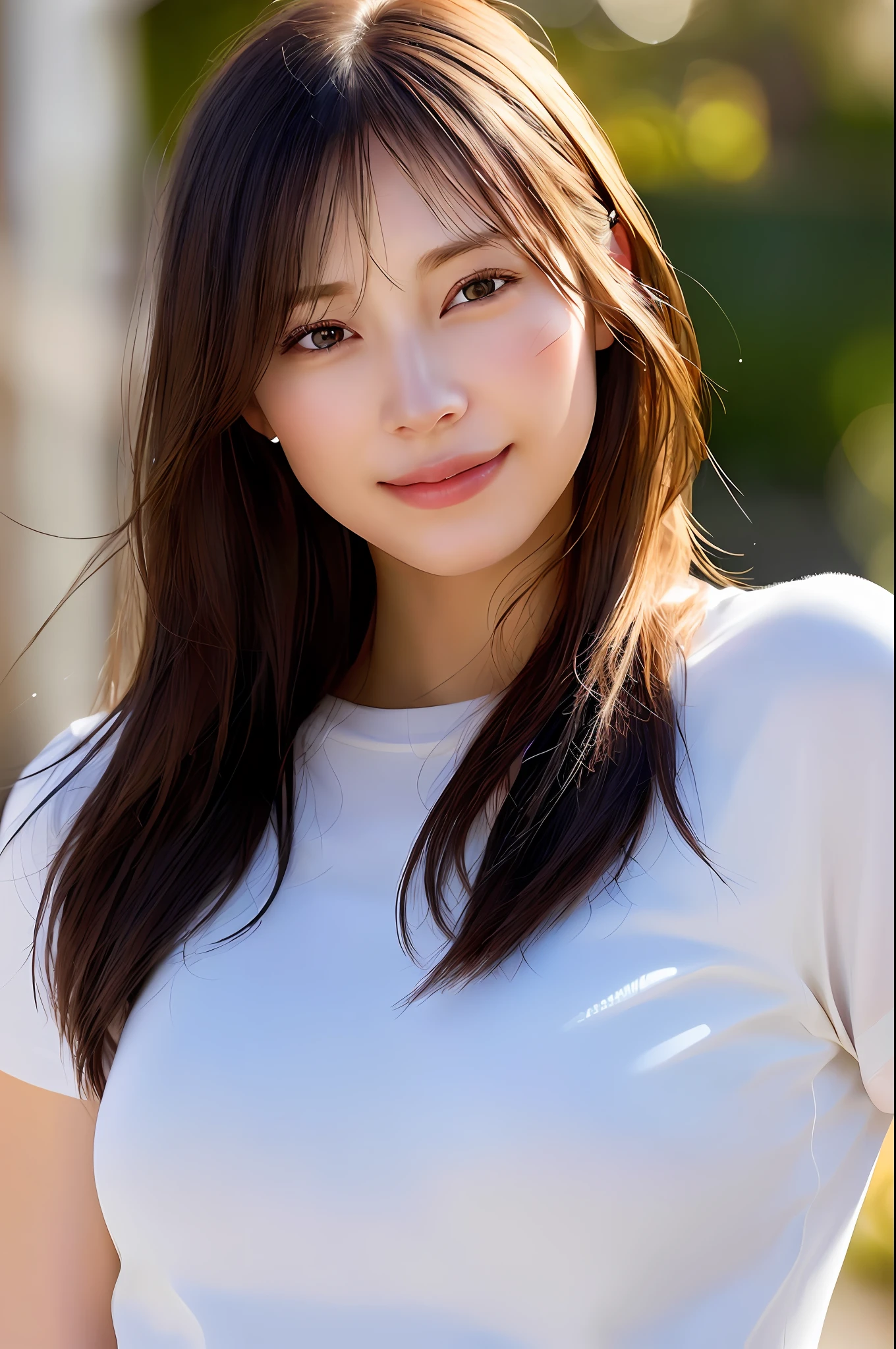 dressed, (photo realistic:1.4), (hyper realistic:1.4), (realistic:1.3),
(smoother lighting:1.05), (increase cinematic lighting quality:0.9), 32K,
1girl,20yo girl, realistic lighting, backlighting, light on face, ray trace, (brightening light:1.2), (Increase quality:1.4),
(best quality real texture skin:1.4), finely detailed eyes, finely detailed face,
(tired and sleepy and joy), (laugh), face closeup, t-shirts,
(Increase body line mood:1.1), (Increase skin texture beauty:1.1)