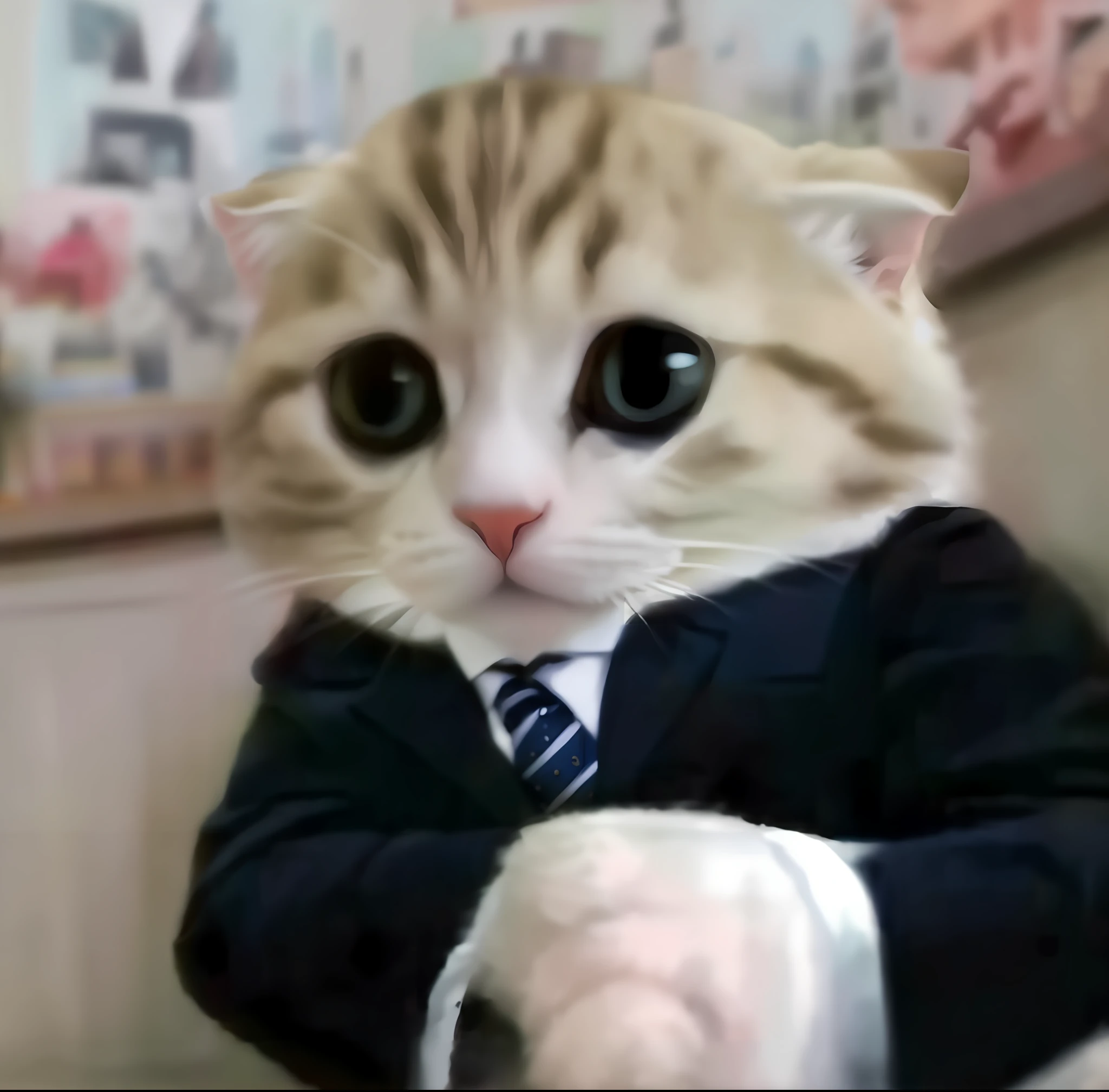 there is a cat in a suit and tie sitting on a couch, he is wearing a suit, dressed in a suit, ready for a meeting, in his suit, wearing a strict business suit, wearing suits!, wearing a suit, in a strict suit, wearing a suit and tie, well-dressed, in a suit, in a business suit, Ultra Quality, 32K, Super Resolution, 50mm Lens, Cinematic,