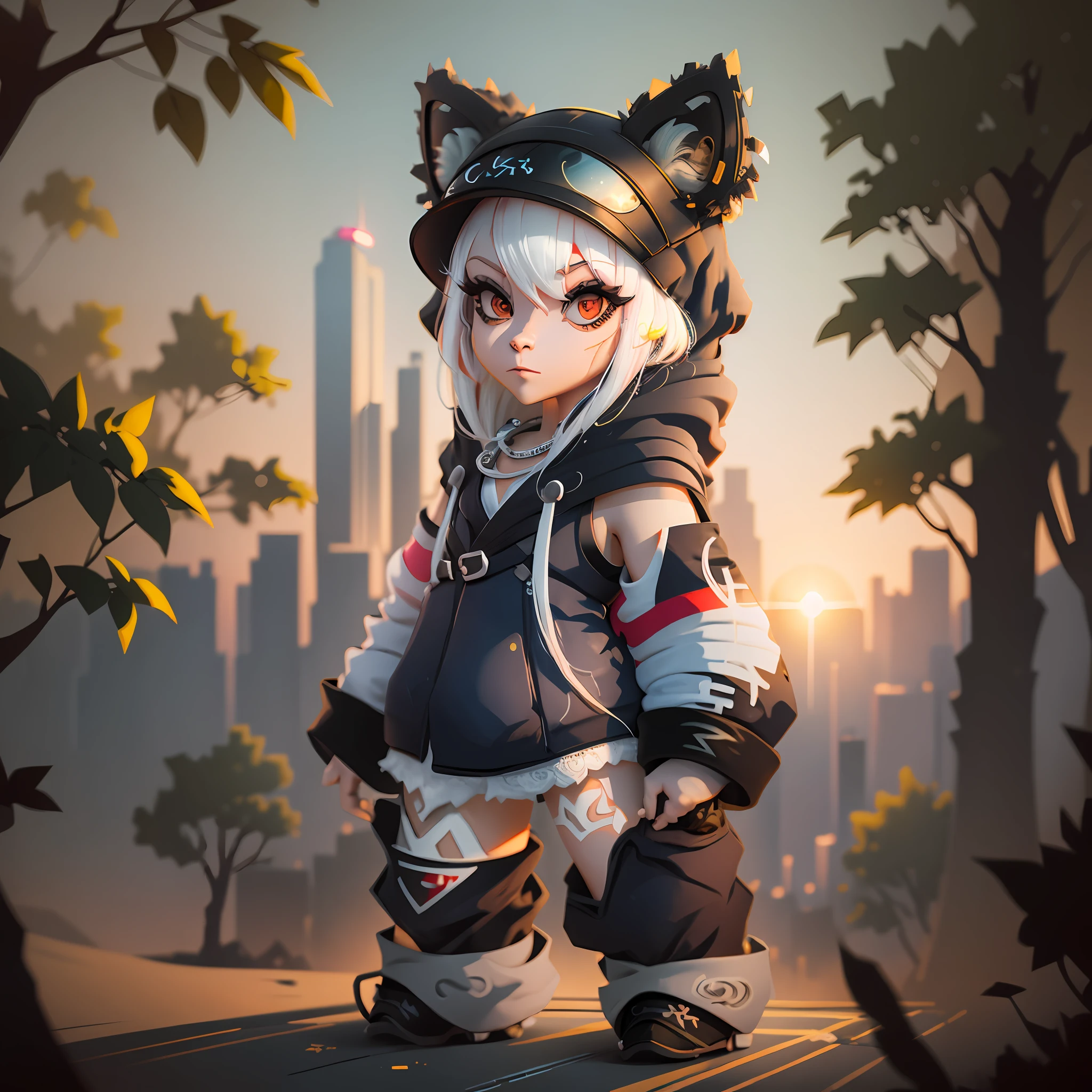 (nvinkpunk:1.2) (SNTHWVE style:0.8)Chameleon Panda, Anthro, Lightwave, Sunset, Intricate, Highly Detailed