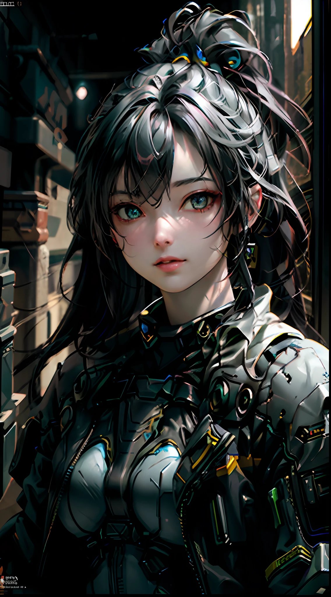 ((Best quality)), ((masterpiece)), (detailed:1.4), 3D, an image of a beautiful cyberpunk female,HDR (High Dynamic Range),Ray Tracing,NVIDIA RTX,Super-Resolution,Unreal 5,Subsurface scattering,PBR Texturing,Post-processing,Anisotropic Filtering,Depth-of-field,Maximum clarity and sharpness,Multi-layered textures,Albedo and Specular maps,Surface shading,Accurate simulation of light-material interaction,Perfect proportions,Octane Render,Two-tone lighting,Wide aperture,Low ISO,White balance,Rule of thirds,8K RAW,