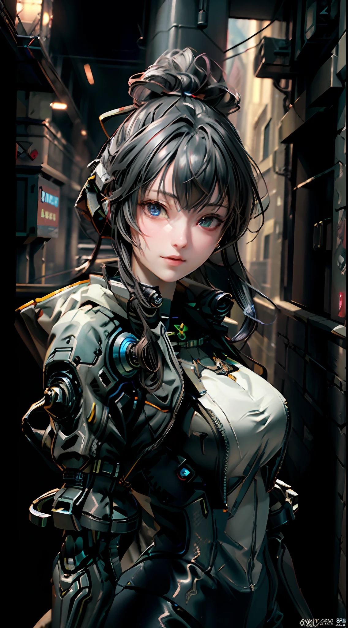 ((Best quality)), ((masterpiece)), (detailed:1.4), 3D, an image of a beautiful cyberpunk female,HDR (High Dynamic Range),Ray Tracing,NVIDIA RTX,Super-Resolution,Unreal 5,Subsurface scattering,PBR Texturing,Post-processing,Anisotropic Filtering,Depth-of-field,Maximum clarity and sharpness,Multi-layered textures,Albedo and Specular maps,Surface shading,Accurate simulation of light-material interaction,Perfect proportions,Octane Render,Two-tone lighting,Wide aperture,Low ISO,White balance,Rule of thirds,8K RAW,