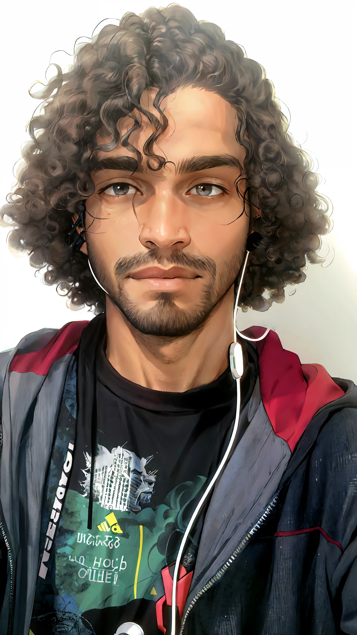 arafed man with curly hair and earphones wearing a hoodie, around 1 , profile picture 1024px, without beard, with no beard, headshot profile picture, with long curly hair, with afro, with head phones, without beard and mustache, about 3 5 years oldan with long curly hair, saadane afif