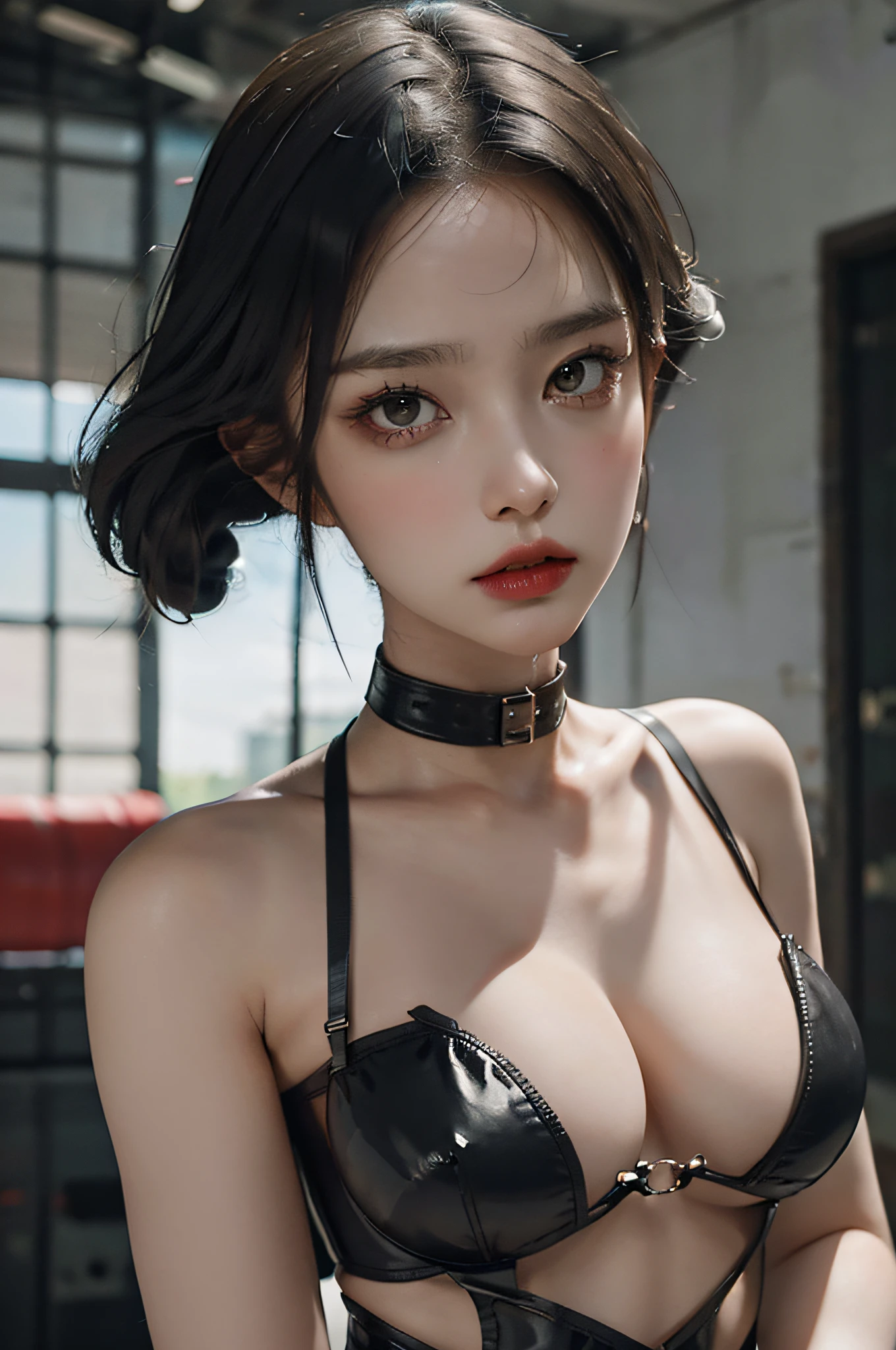 Angry Face, BDSM,slave,Rubber,Black Corset,Bondage,Collar,NSFW,((Best Quality, 8k, Masterpiece:1.3))), Crisp Focus: 1.2、(Layer Cut, Big:1.2),Beautiful Woman with Perfect Figure: 1.4、Slender Abs:1.2、Wet Body:1.5、Highly Detailed Face and Skin Texture、Detailed Eyes、Double Eyelids,Long Hair,full-body