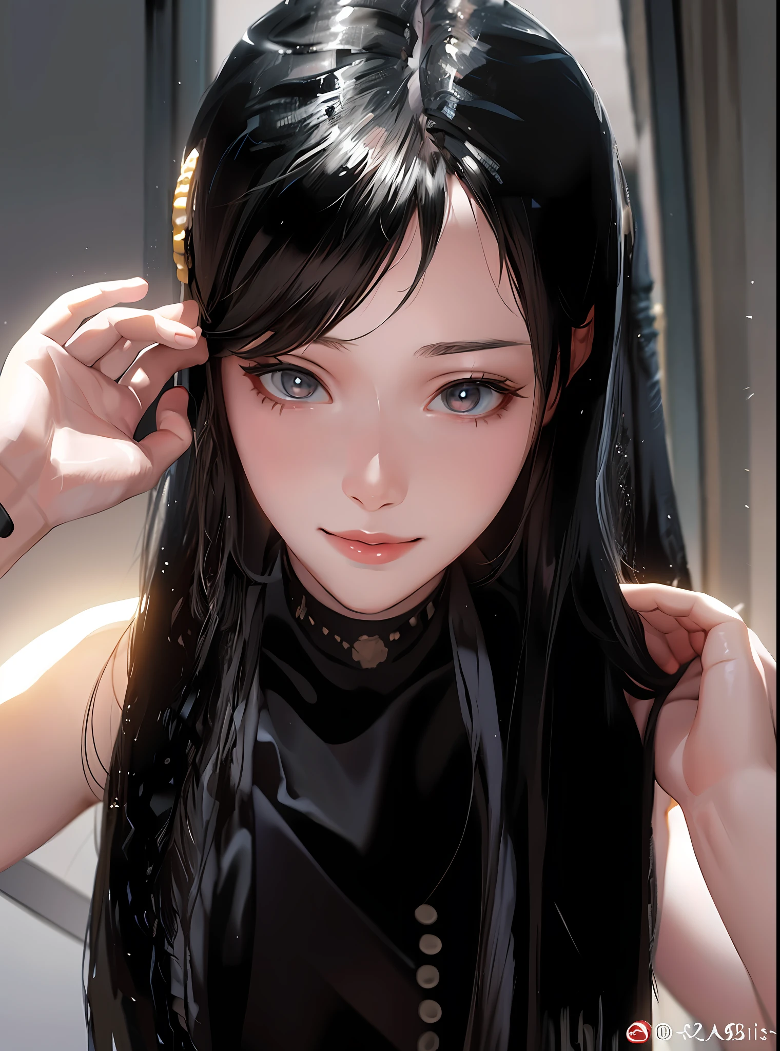 ((masterpiece, best_quality)), 1girl, (photorealistic:1.4), solo, white_background, black_hair, long_hair, zettai_ryouiki, skirt, ((full_body)),