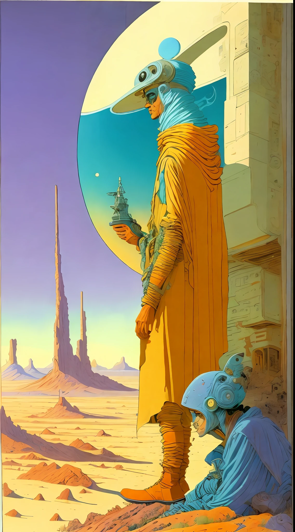 A painting by Moebius Jean Giraud, huge UFO