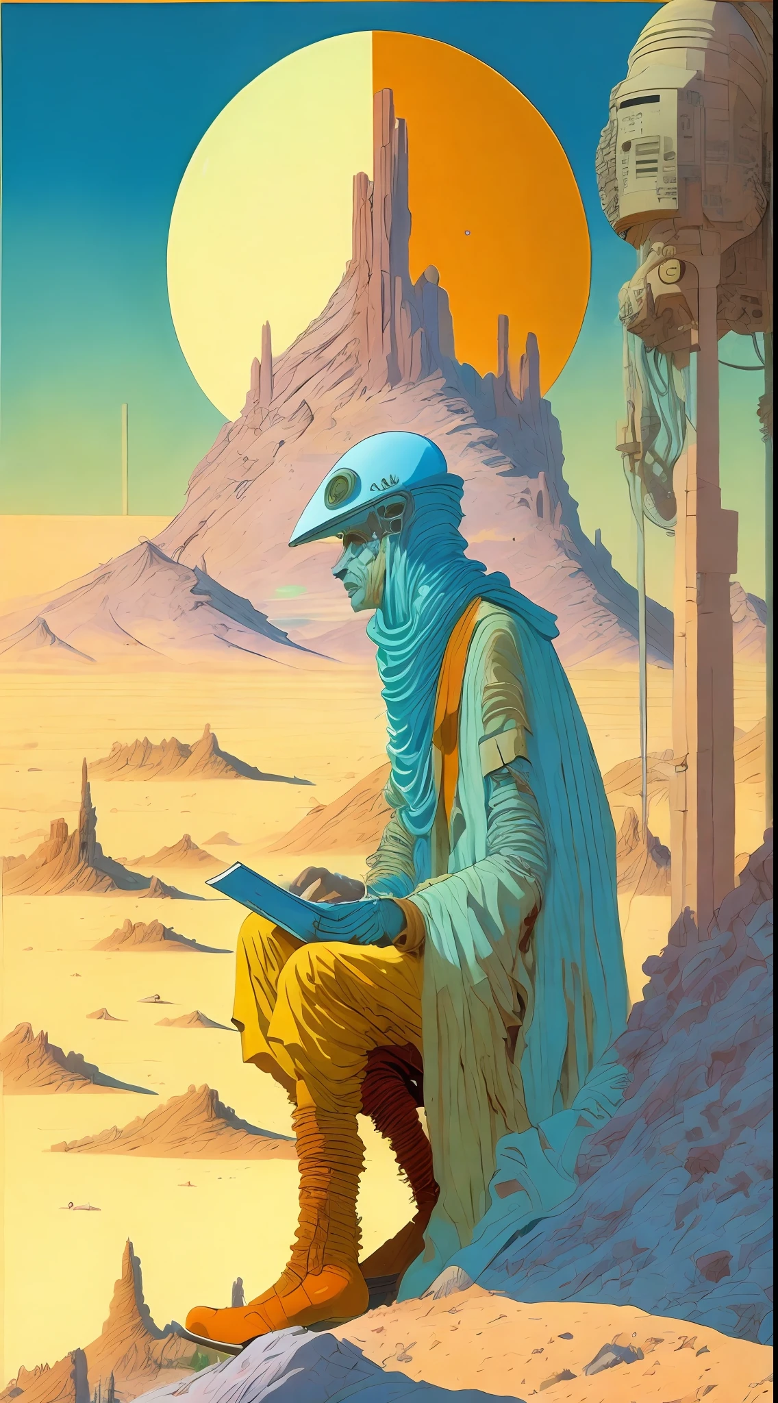 A painting by Moebius Jean Giraud, huge UFO