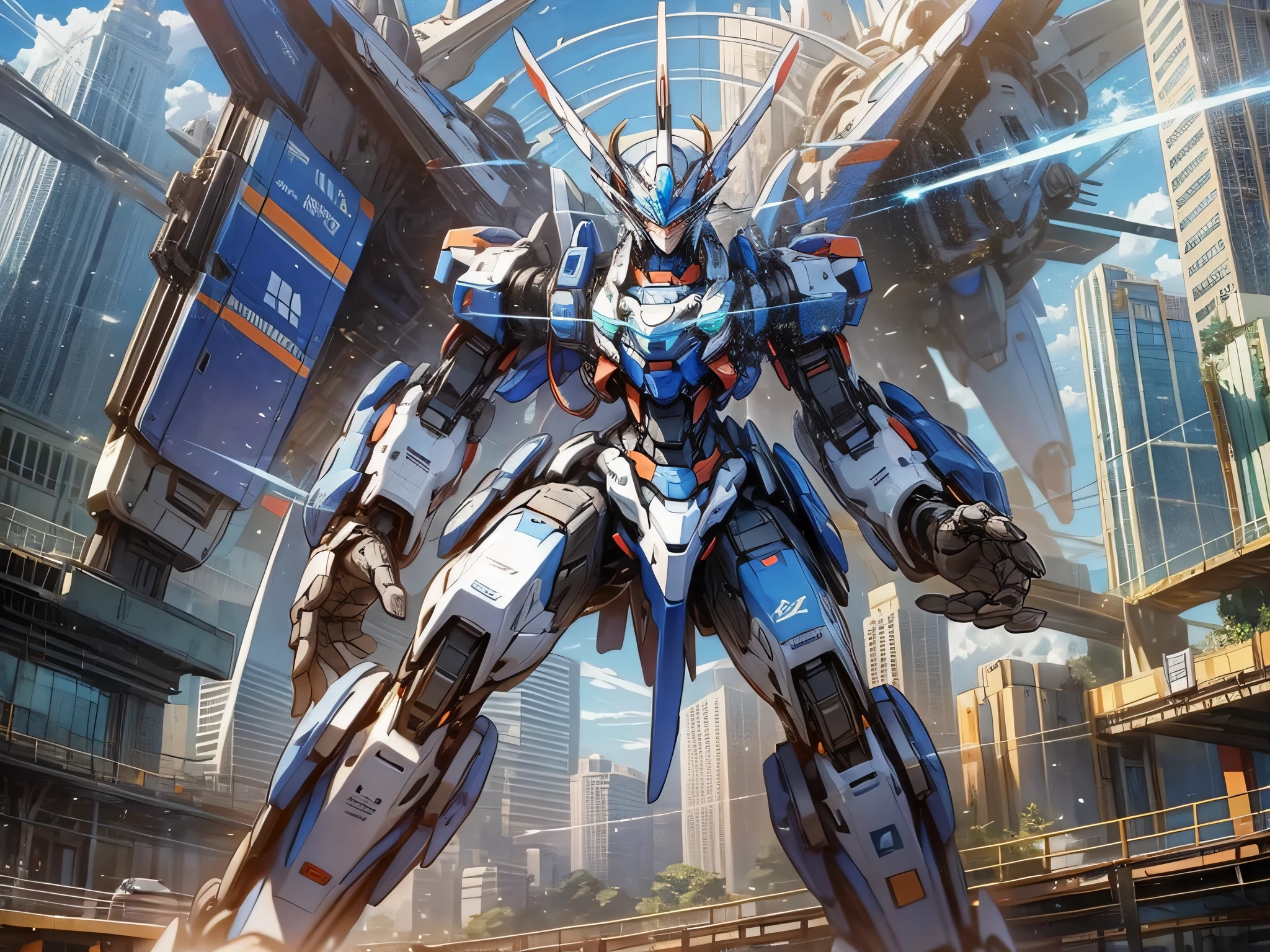 A powerful mech in the sky