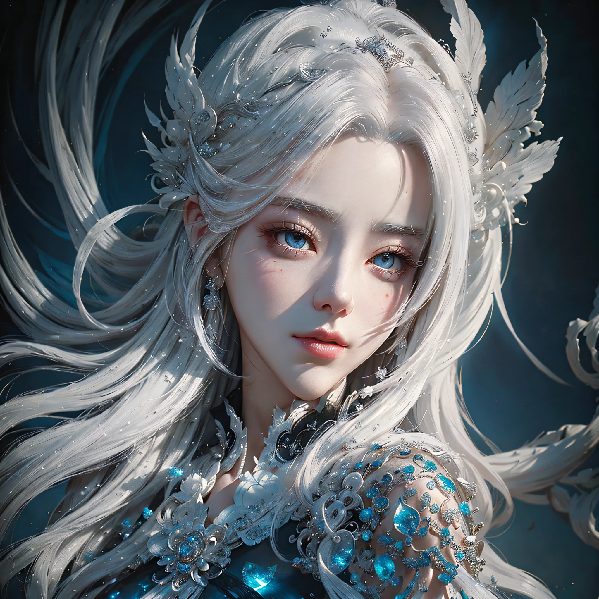 a close up of a woman with white hair and a white mask, beautiful character painting, guweiz, artwork in the style of guweiz, white haired deity, by Yang J, epic exquisite character art, stunning character art, by Fan Qi, by Wuzhun Shifan, guweiz on pixiv artstation --auto --s2