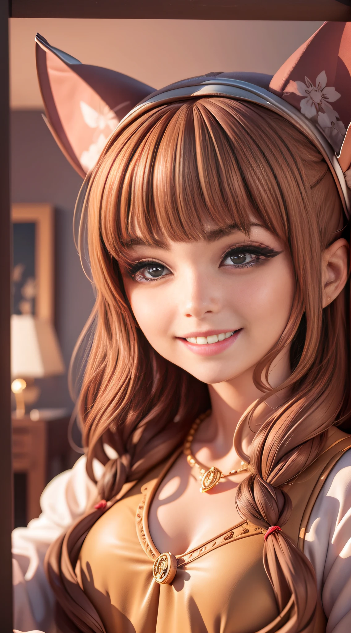 Clear eye contours, smiling eyes, long eyelashes