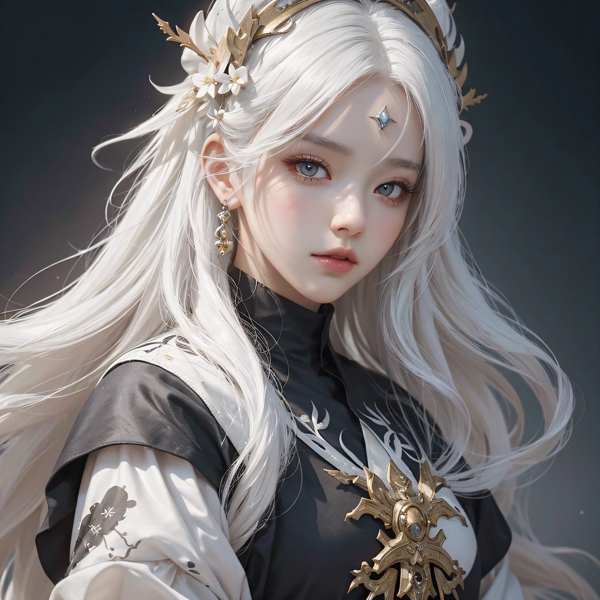 a close up of a woman with white hair and a white mask, beautiful character painting, guweiz, artwork in the style of guweiz, white haired deity, by Yang J, epic exquisite character art, stunning character art, by Fan Qi, by Wuzhun Shifan, guweiz on pixiv artstation --auto --s2