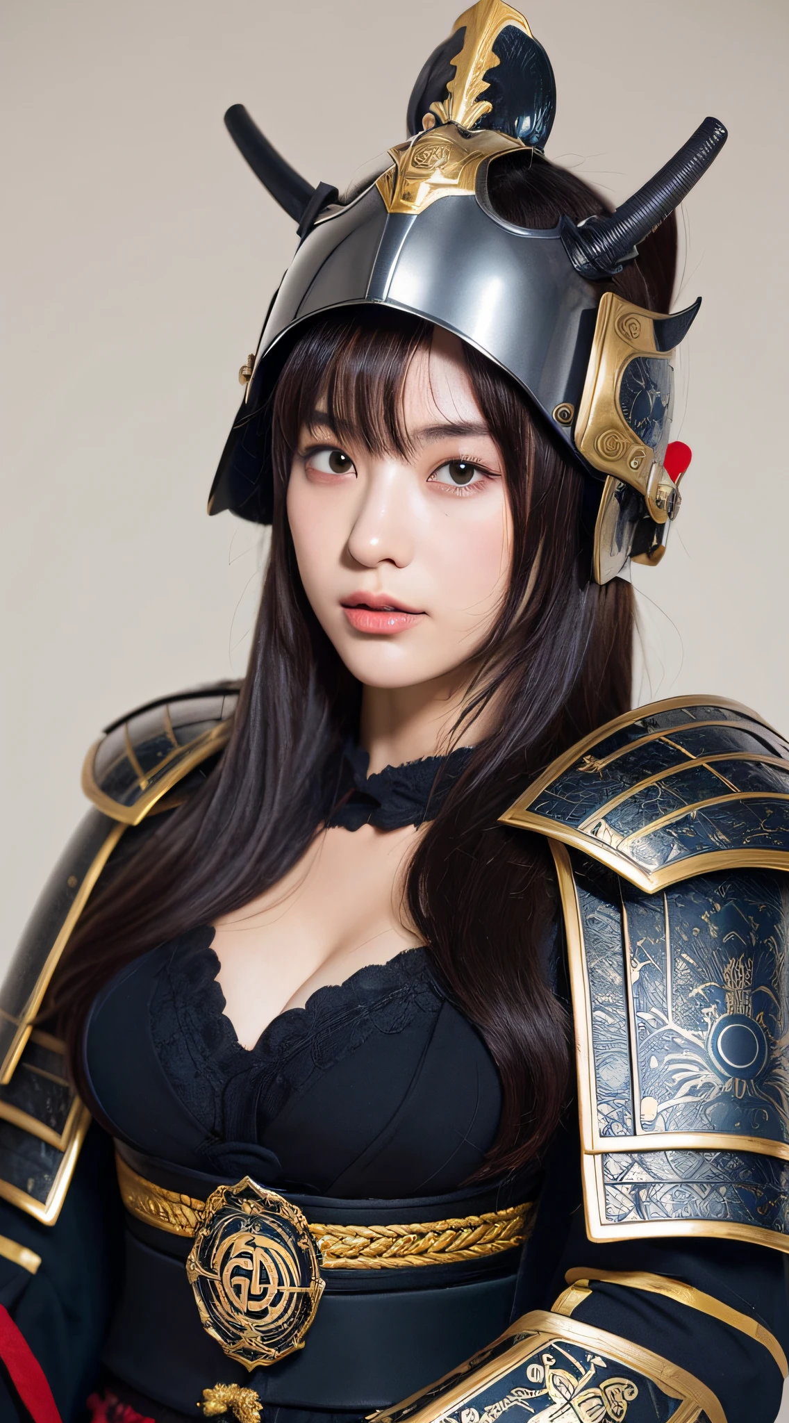 (8k high quality masterpiece, sexy female G cup 1 person: 1.3, black perspective: 1.1, ultra detailed face, double eyelids, transparent underwear, armor helmet, samurai, shogun, ronin, stroking chest, open leg), wearing helmet, cosplay, high leg, samurai, armor, armor, sword, Japan helmet, armor helmet, helmet celebration, oda nobunaga, Sengoku, warlord, Takeda Shingen, Date Masamune, samurai,