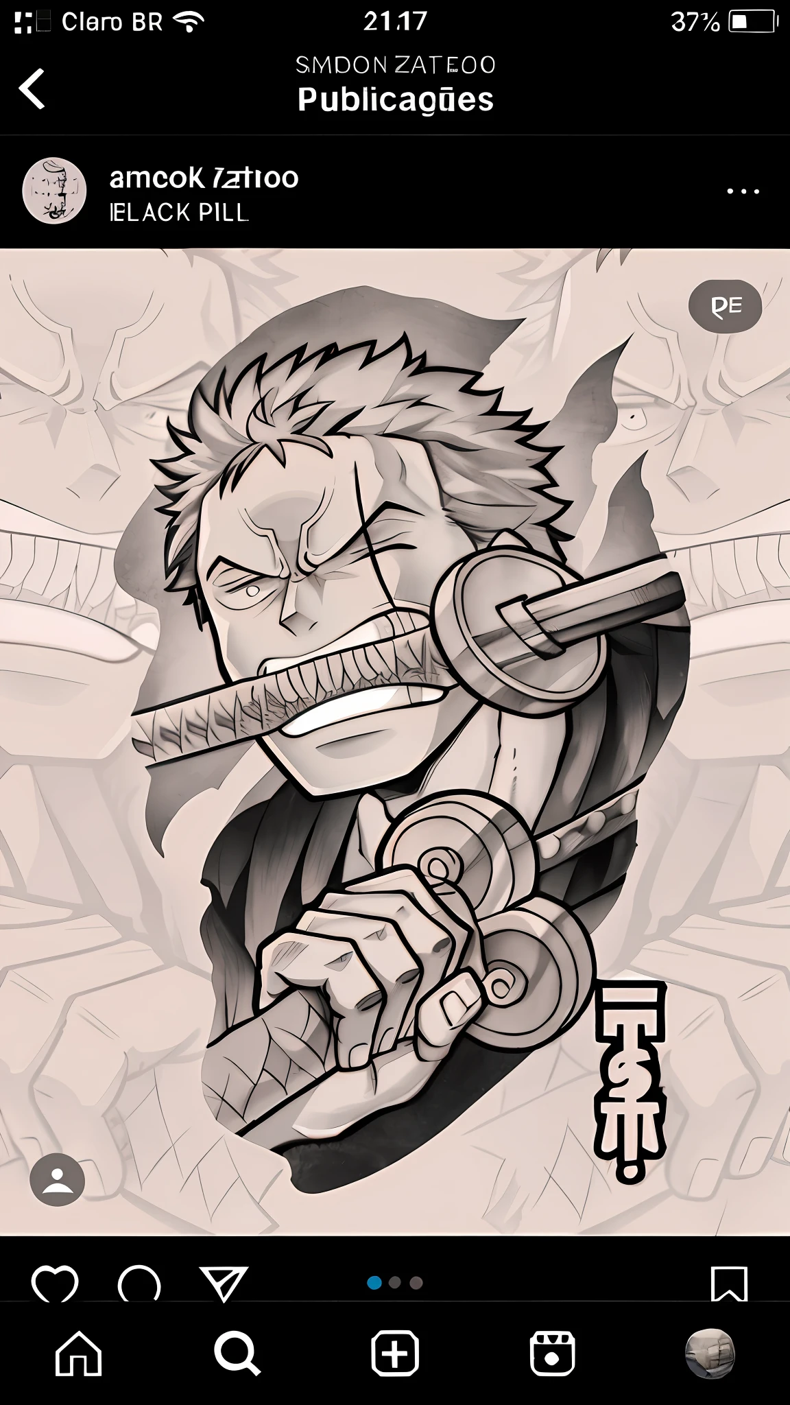 A closeup of a drawing of a man with a sword, Roronoa Zoro, intense line art, Kentaro Miura manga art style, one-piece, awesome manga art style, trigger anime art style, by Tite Kubo, high-quality fanart, one-piece art style, clean detailed anime art,  Iconic character of high detail in this same style characters itachi uchila from the anime Naruto