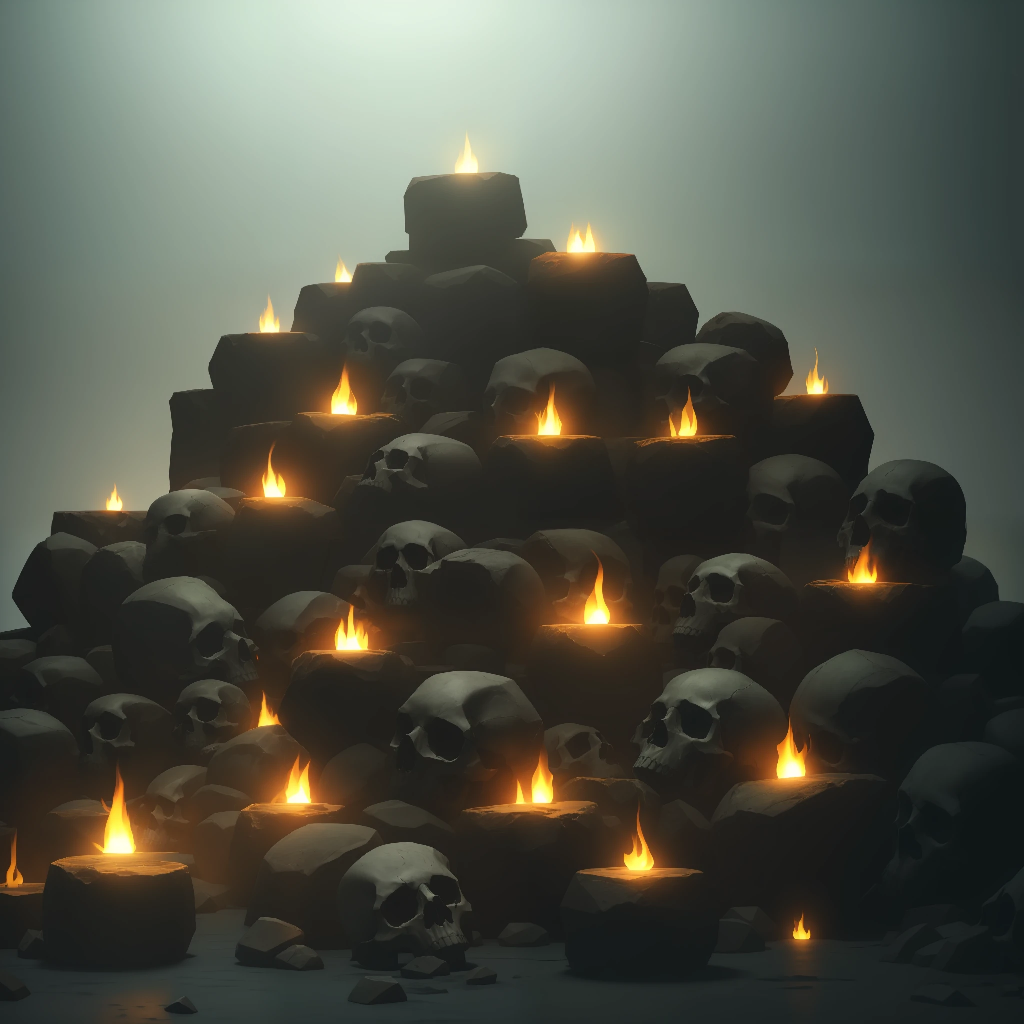 Pile of skulls, volumetric light