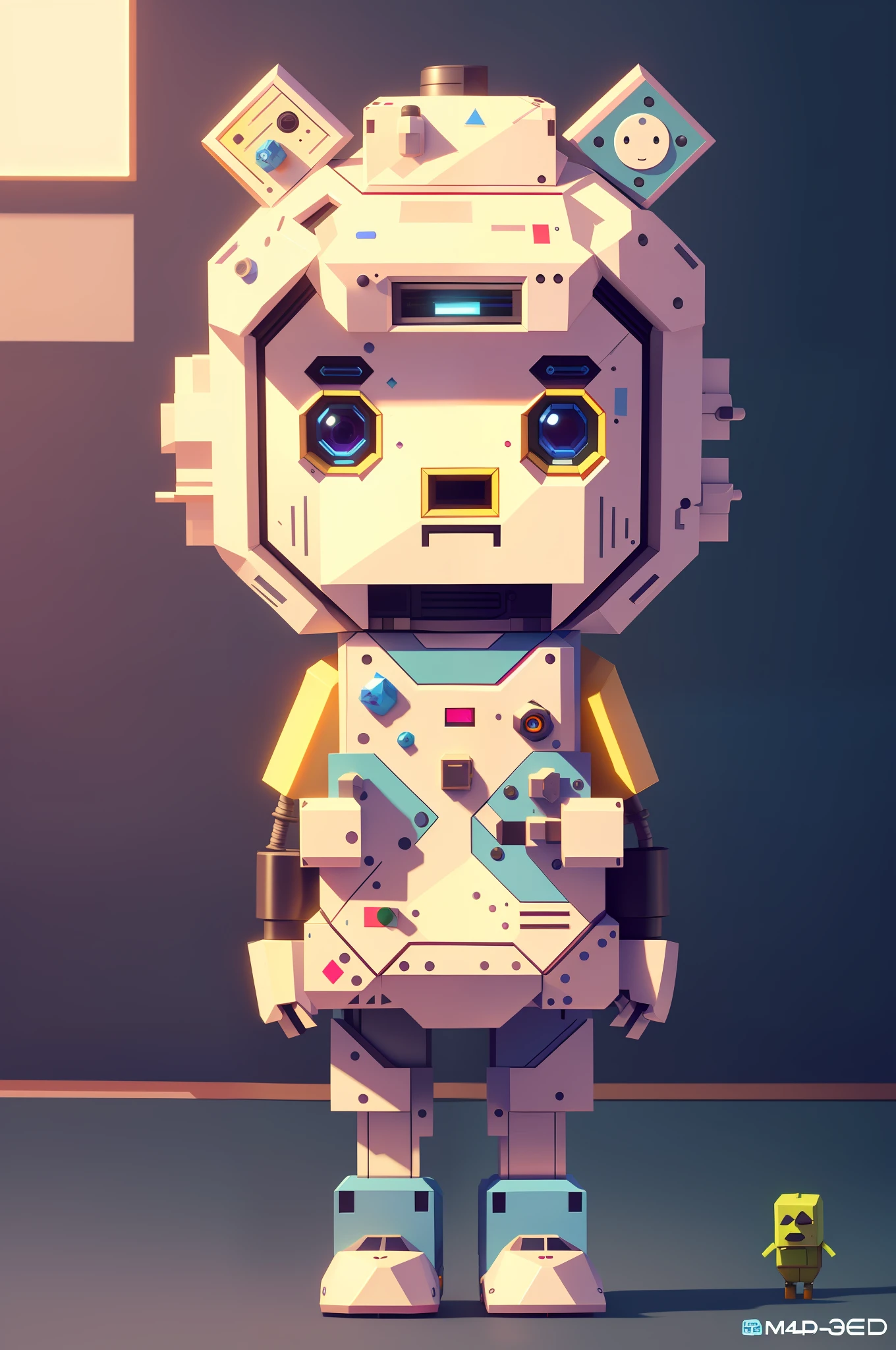 Realistic graphics of anthropomorphic game robots, BMO adventure time, hand-drawn line drawings, accurate, Unreal Engine, 4K, 3d rendering ((best quality)), ((ultra-detailed)), (detailed lighting), (extremely delicate and beautiful)),