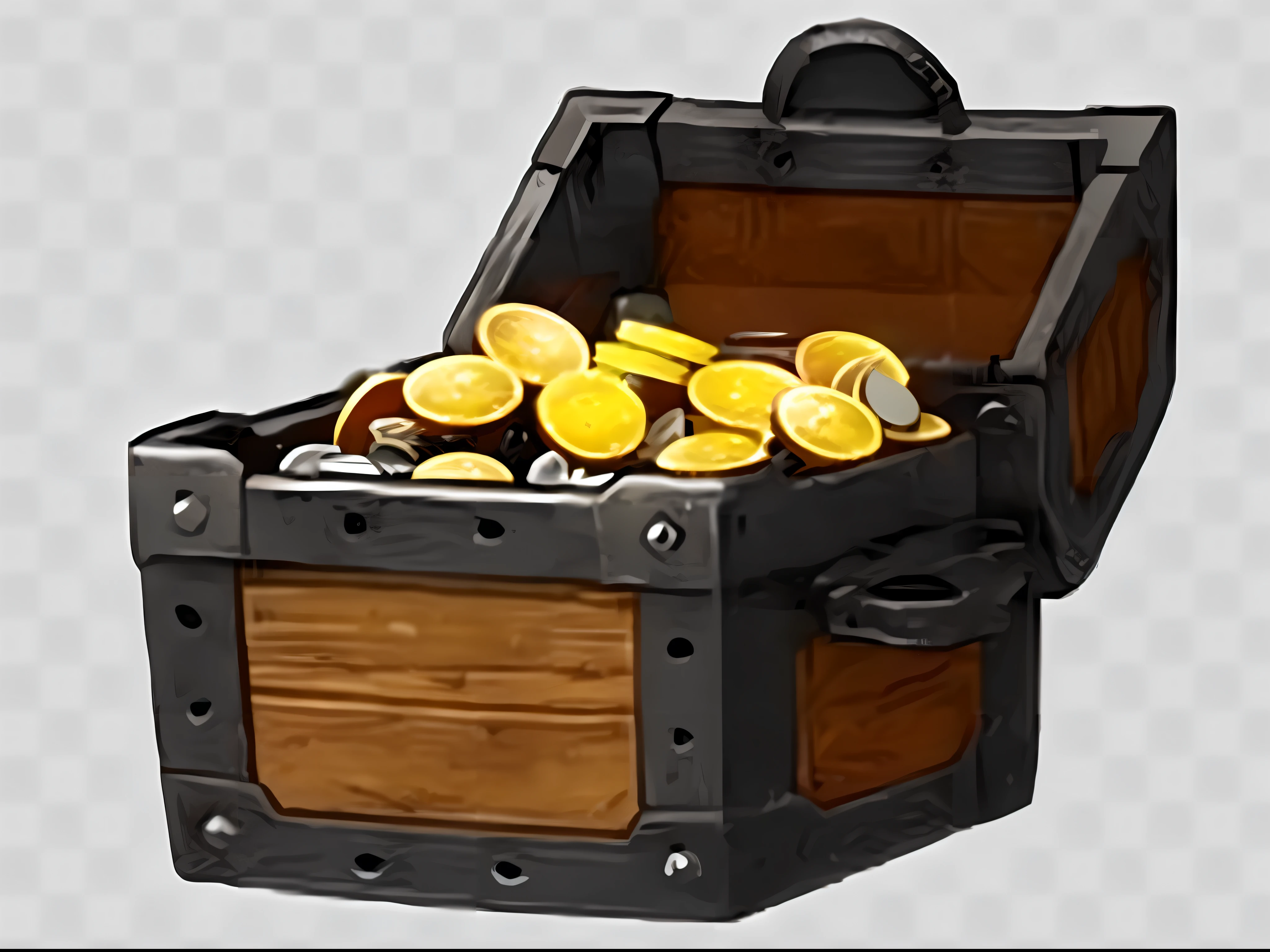 a wooden chest filled with coins and oranges on a transparent background, treasure chest, treasure chests, loot box, hiding large treasure chest, small chest, chest, treasure hoard, with many gold coins, treasure, large chest, gold and treasure, front of the treasure box, treasure artifact, looking at the treasure box, treasure background, plate armored chest, covered chest