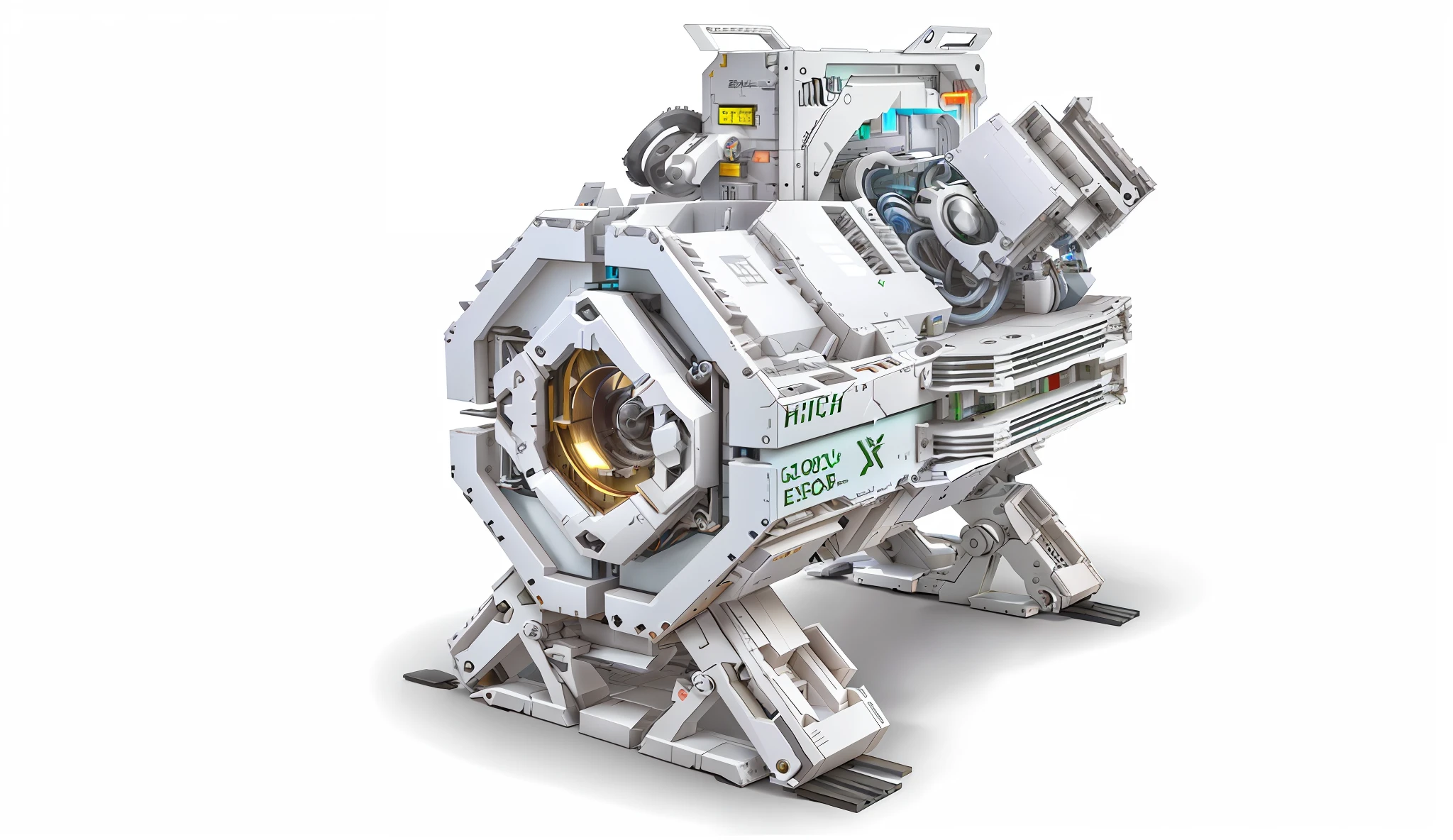 High-performance graphics card box, and the main body for the splicing connection Eh relationship, high detail, futuristic, high-tech, hard surface