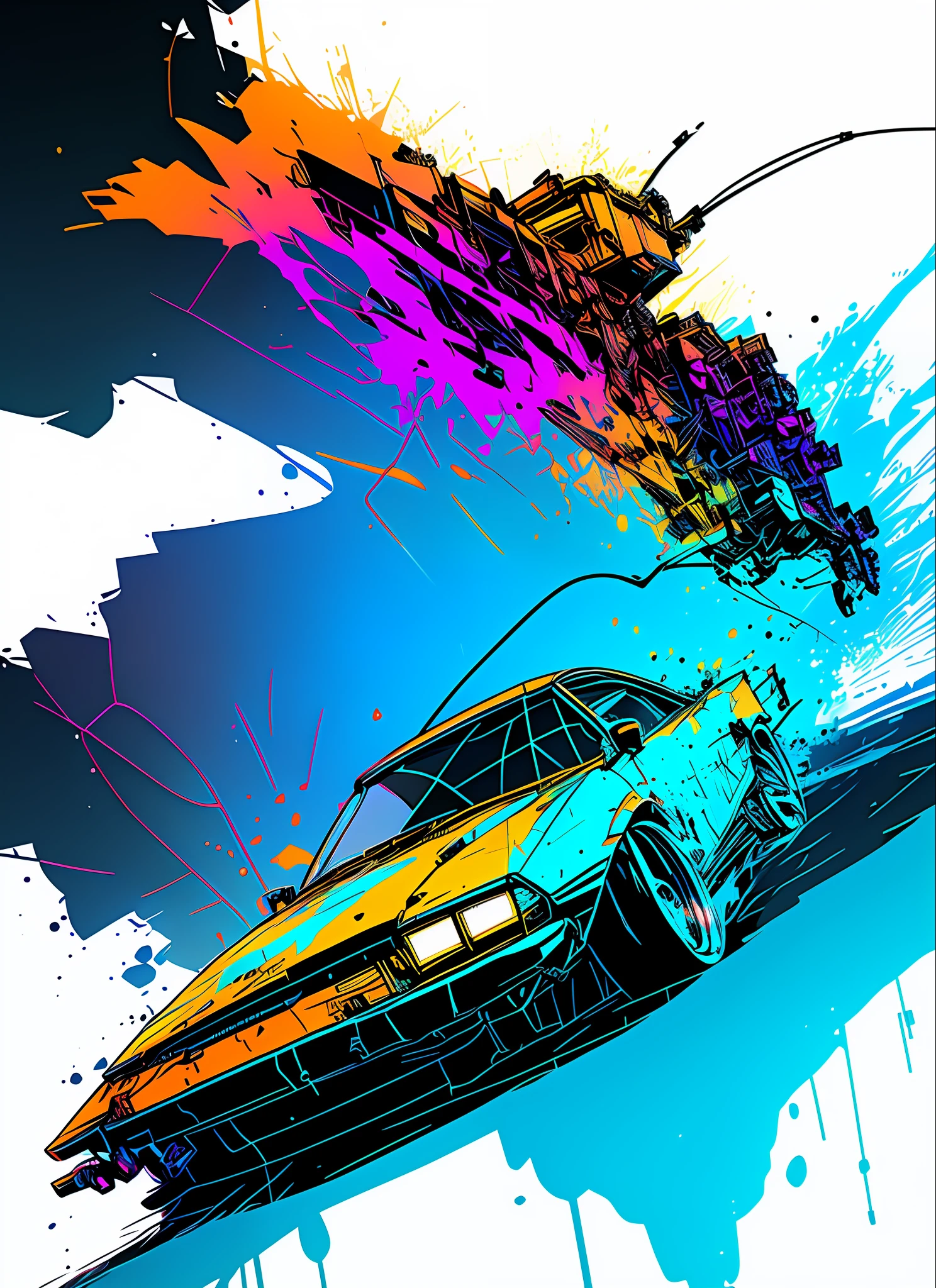 nvinkpunk, award winning photo of a blue canoe, paint splashes, splatter, outrun, vaporware, cell shaded, (octane render:1), trending on artstation, highly detailed, fine detail, intricate