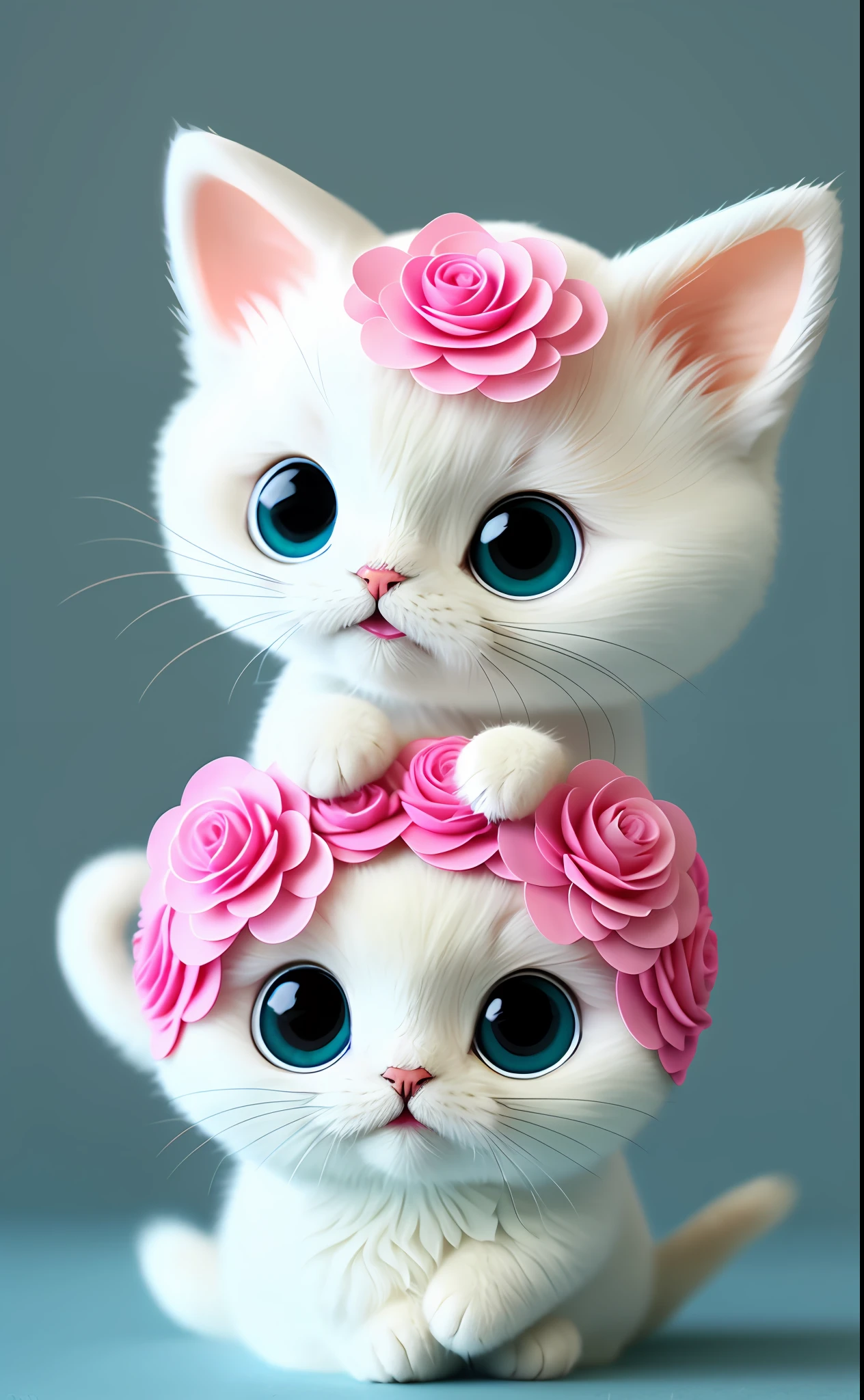 Milk tea cat; Open your mouth; Big eyes; There is a small pink flower on the top of the head; Lovely; Genie; Glad;