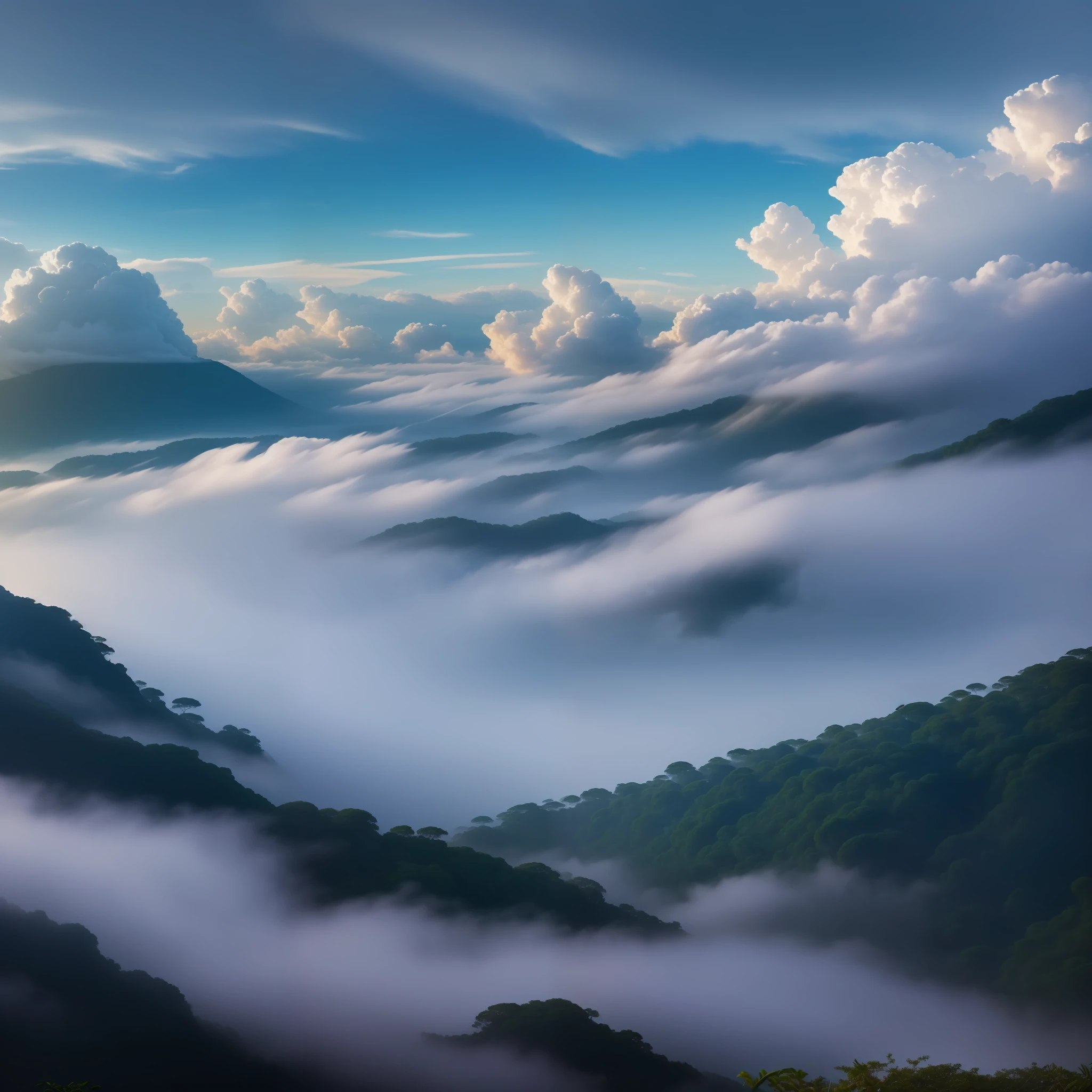 8k wallpaper extremely detailed, masterpiece, best quality, ultra-detailed, amazing, beautiful, nature, sky and ground, heavy wind, line cloud, cloud light shot, jungle --auto --s2