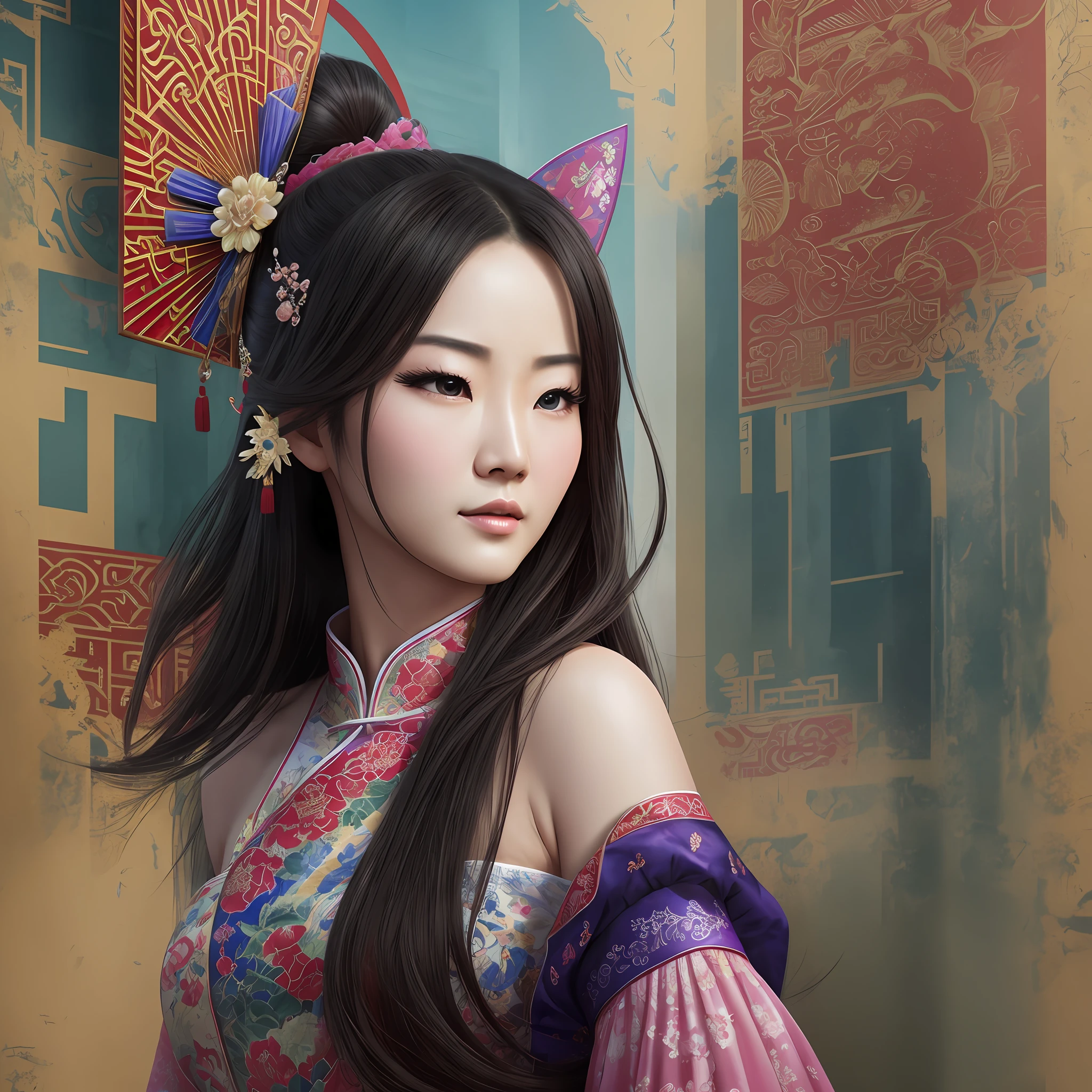 China's most beautiful woman, hyper-realistic poster, movie texture --auto --s2