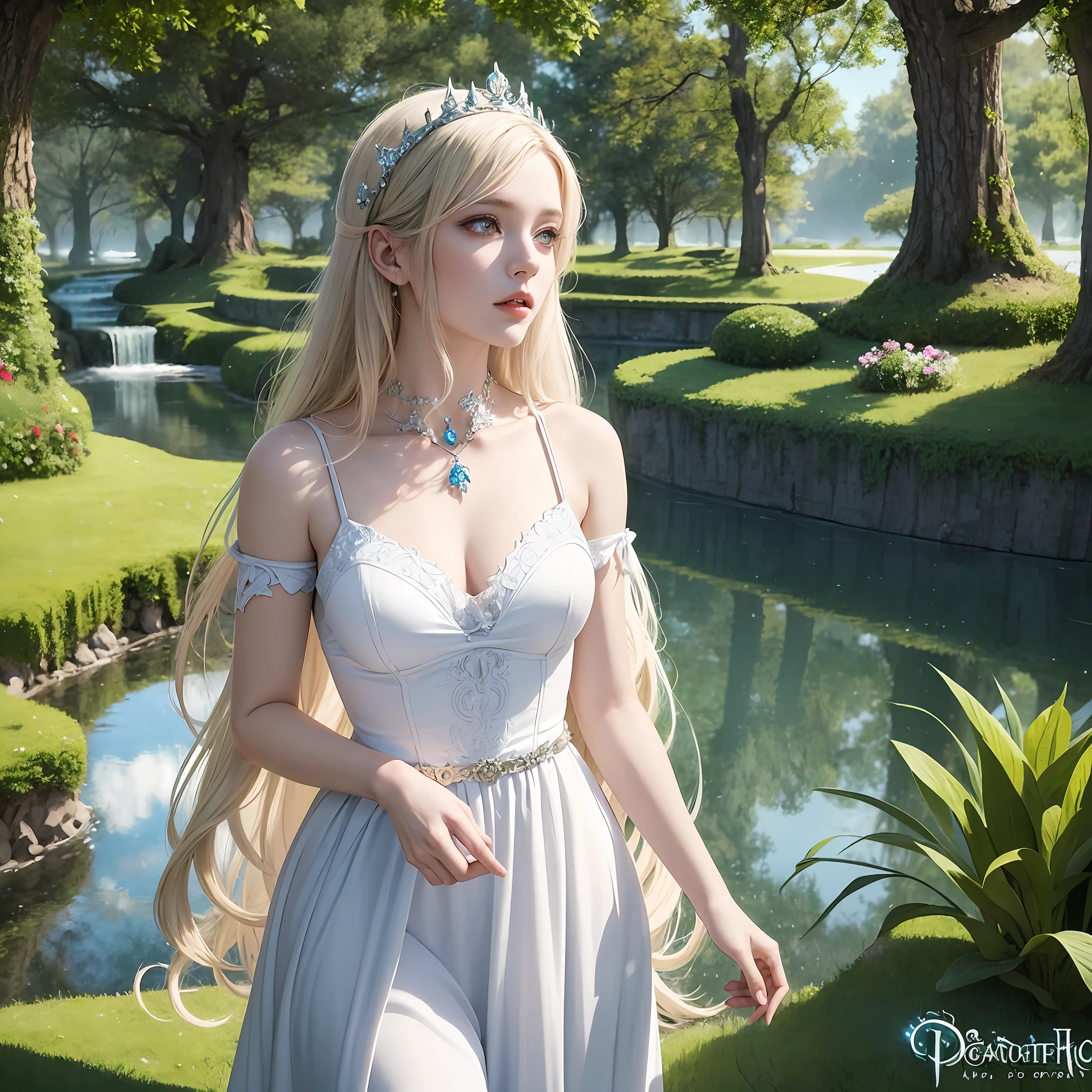 there is a woman in a white dress standing in front of a castle, like Alice in wonderland, beautiful face, detailed face, detailed fingers, fantasy fairytale story, beautiful render of a fairytale, beautiful fantasy maiden, fairytale artwork, beautiful fantasy art, romantic storybook fantasy, very beautiful fantasy art, realistic fantasy illustration, fantasy matte painting，cute, fantasy art behance, breathtaking fantasy art, fantasy beautiful, fantasy digital art, fantasy style art