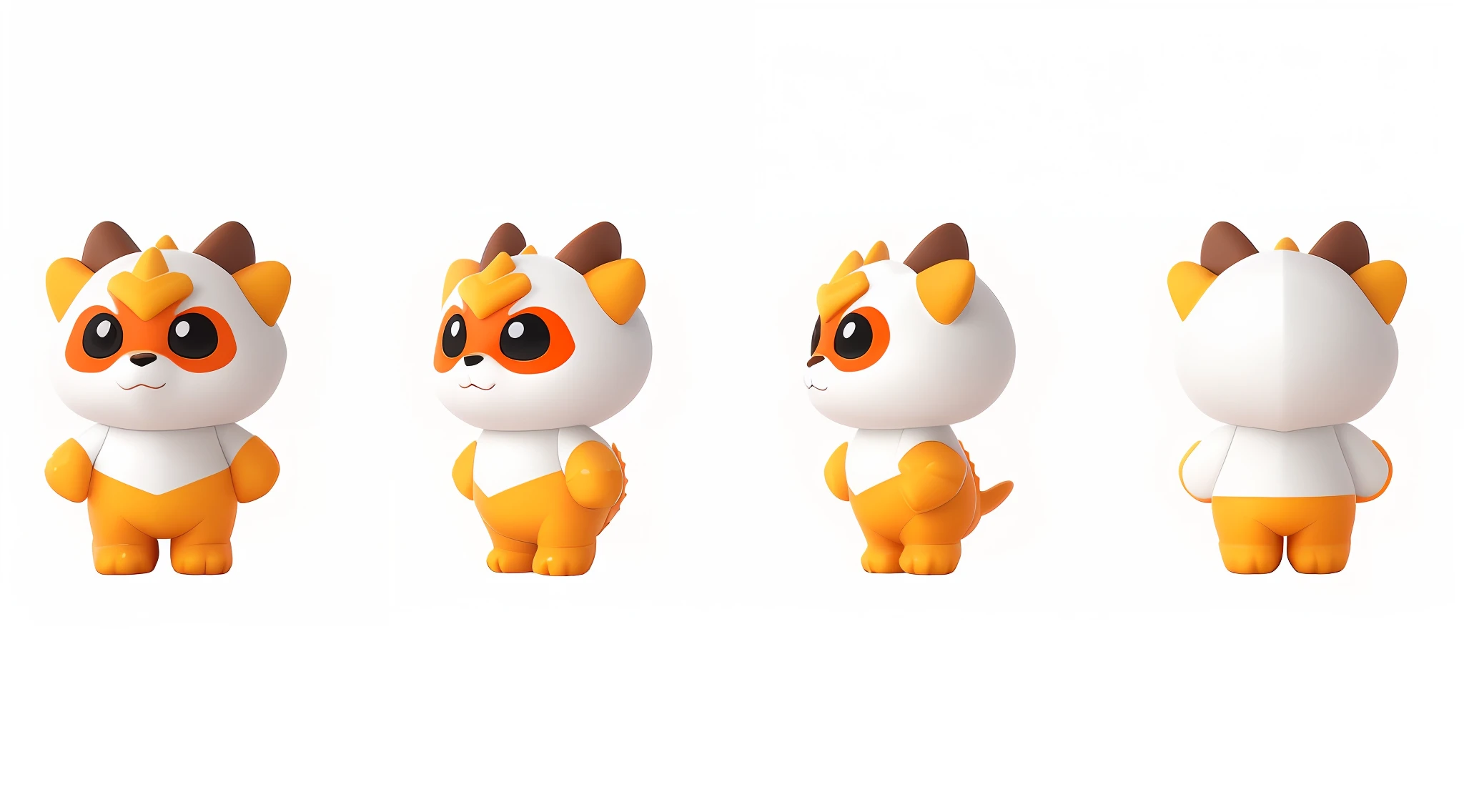 Three different pictures of white and orange dragon images, vinyl toy statue, 3D pet shop animal, 3D pet shop animal, no gradient, Taoist, 3D pet shop, isometric 3D fantasy cute dog, cute! C4D, cute 3D rendering, 480p