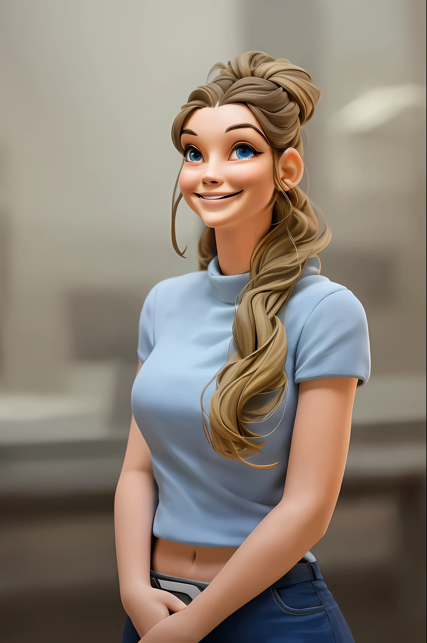 Two-dimensional, HD, (best quality), bust of a young woman, smiling,