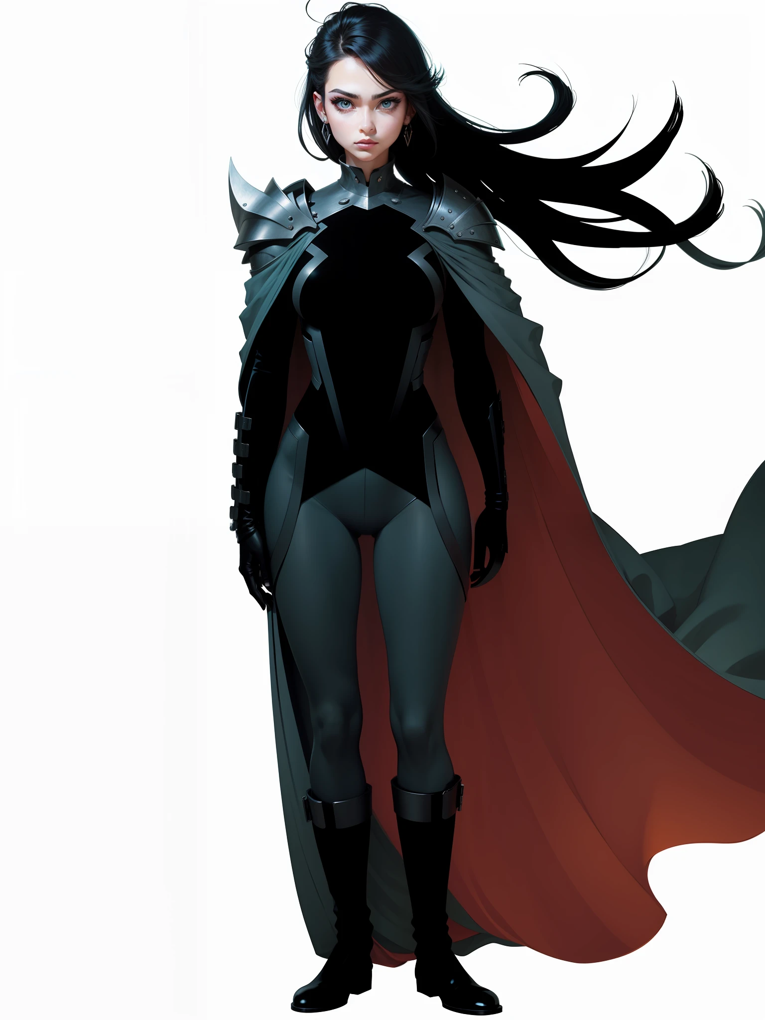 Larger eyes, add metal texture in shoulder details while retaining color --auto --s2