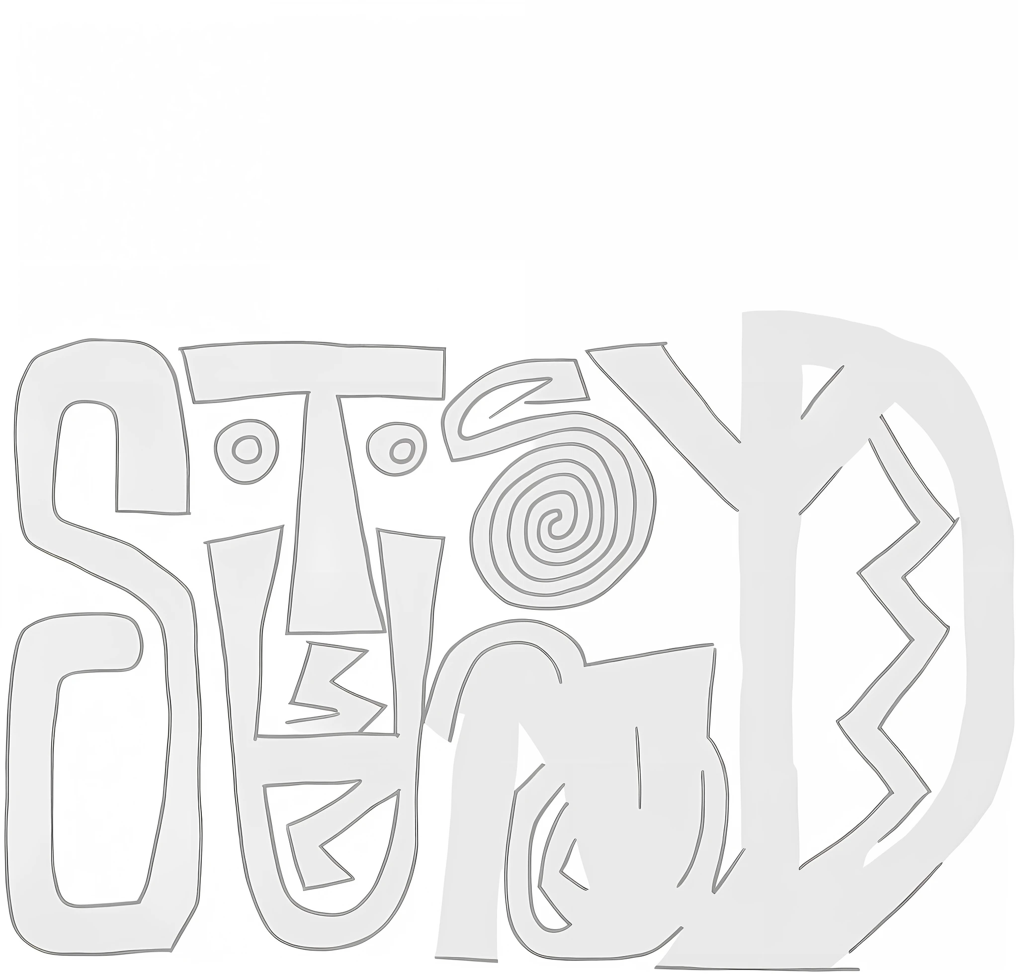 there is a black and white photo of a stop sign, stinky, stupid, syd, slend body, stand, studio bind, stylized bold outline, stuning, story art, logo art, turnaround, inspired by Nyuju Stumpy Brown, stylised comic art, funny jumbled letters, in style of stanley donwood, stylized stl