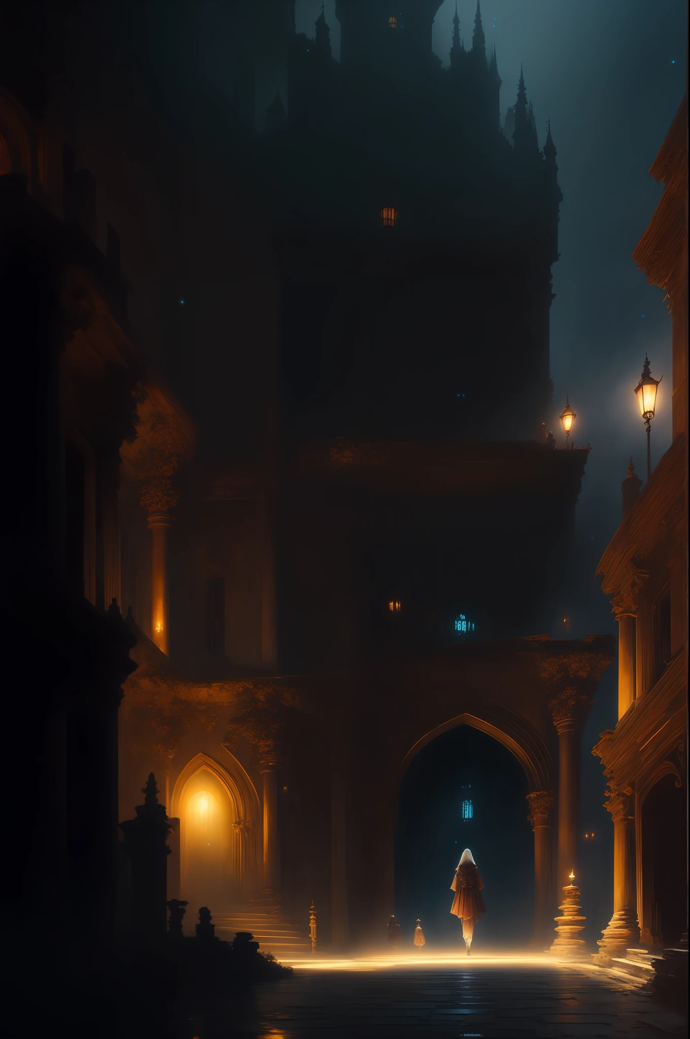 (Very detailed CG unity 8k wallpaper), (Medium view of an old abandoned medieval castle at night with ugly torturers waiting in the dark: 1.4), juvenile, corridor, dark, damp, dirty, torch, Ed Blinkey, Atey Ghailan, Studio Ghibli, Jeremy Mann, Greg Manchess, Antonio Moro's professional majestic oil painting, trends on ArtStation, CGSociety on trends, intricacies, high detail, sharp focus, drama, midjourney and the realistic painting art of Greg Rutkowski