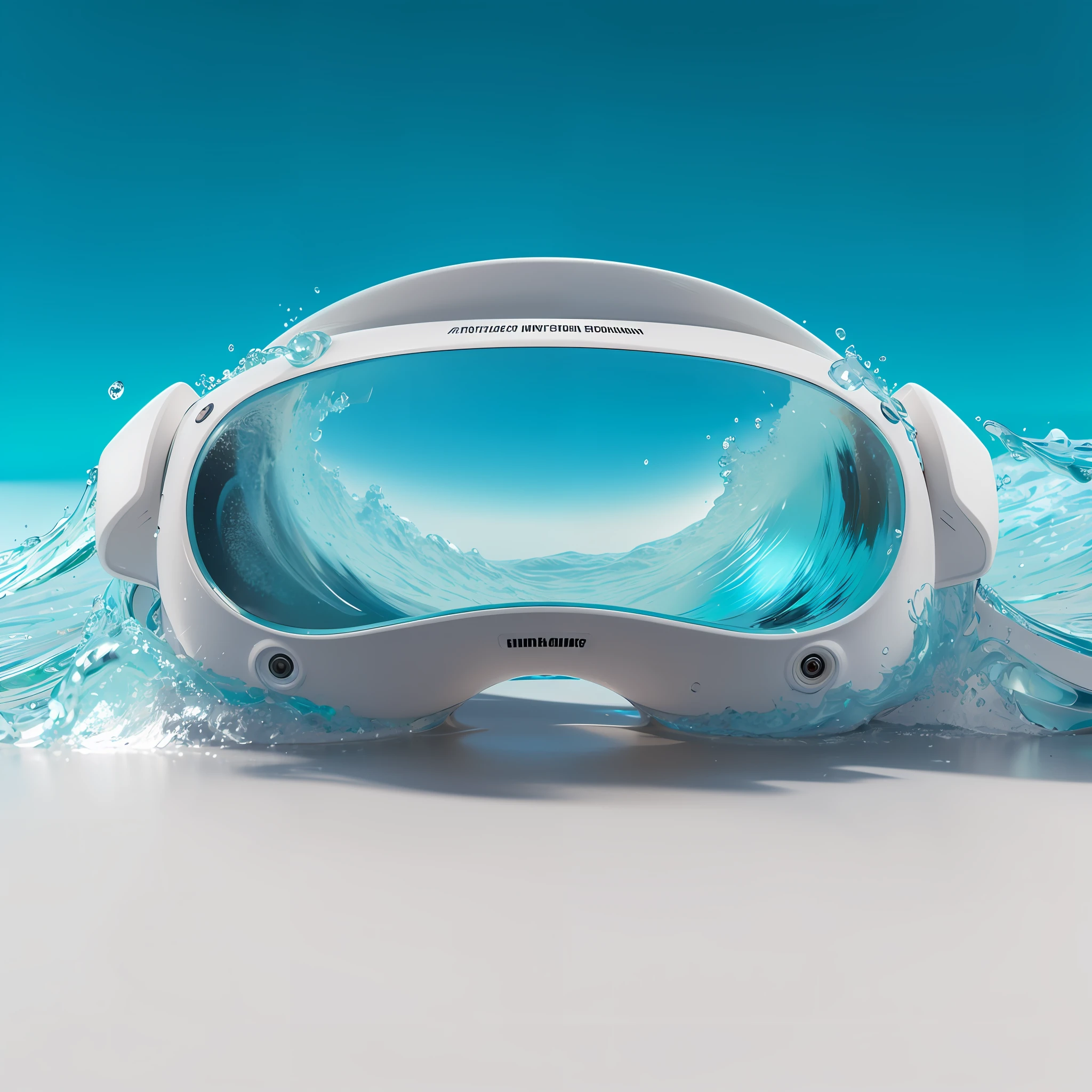 a close up of a pair of goggles with water splashing on them, goggles, cool glasses, 3 d goggles, wearing goggles, ocean, 3 d fluid simulation render, rendered in cinema4d, rendered in cinema 4 d, photoreal render, otcean render, realistic cinema 4 d render, water art manipulation, underwater perspective, 3 d illustration, 3d illustration --auto --s2
