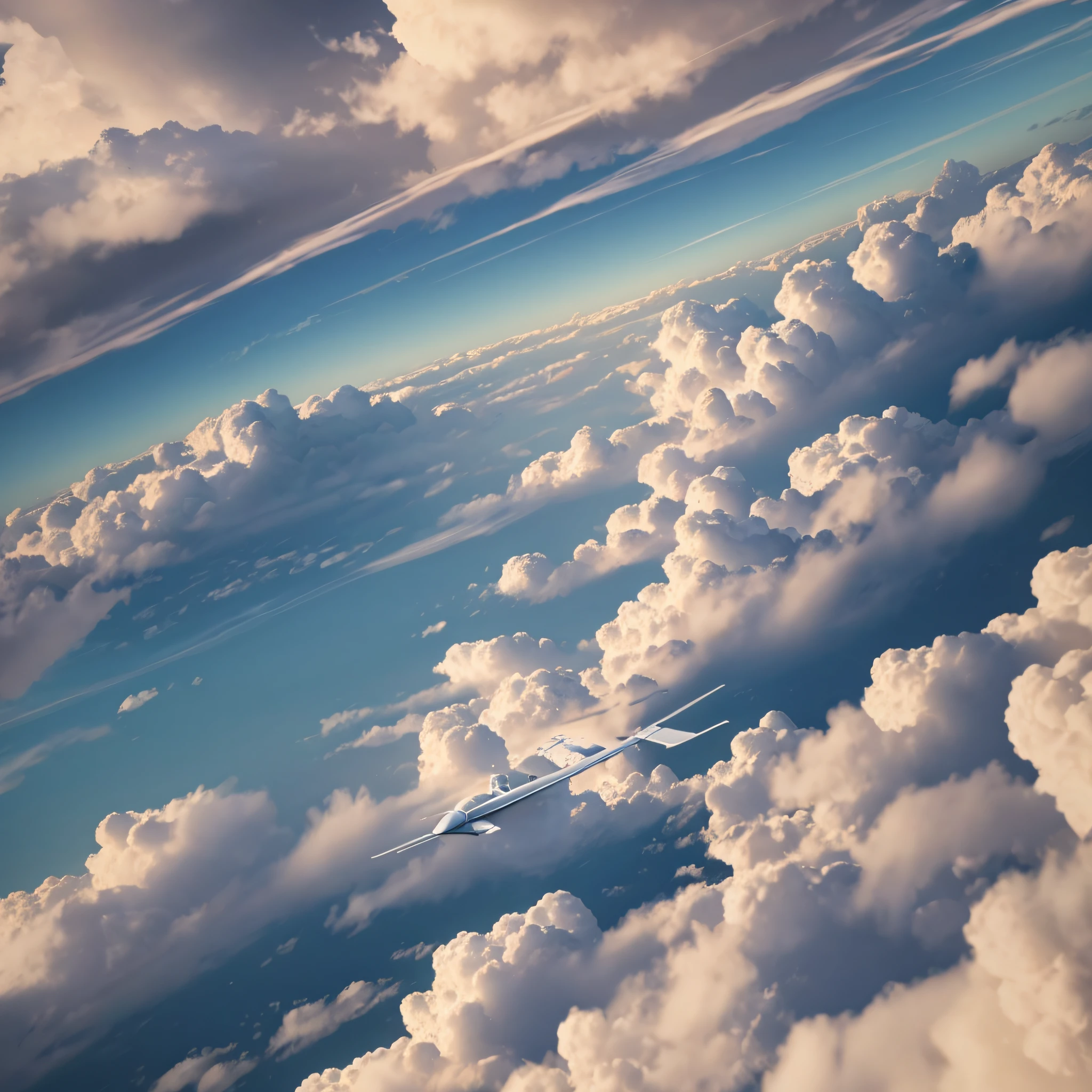 3D CGI animation of flying through white clouds towards ground visible from distance --auto --s2