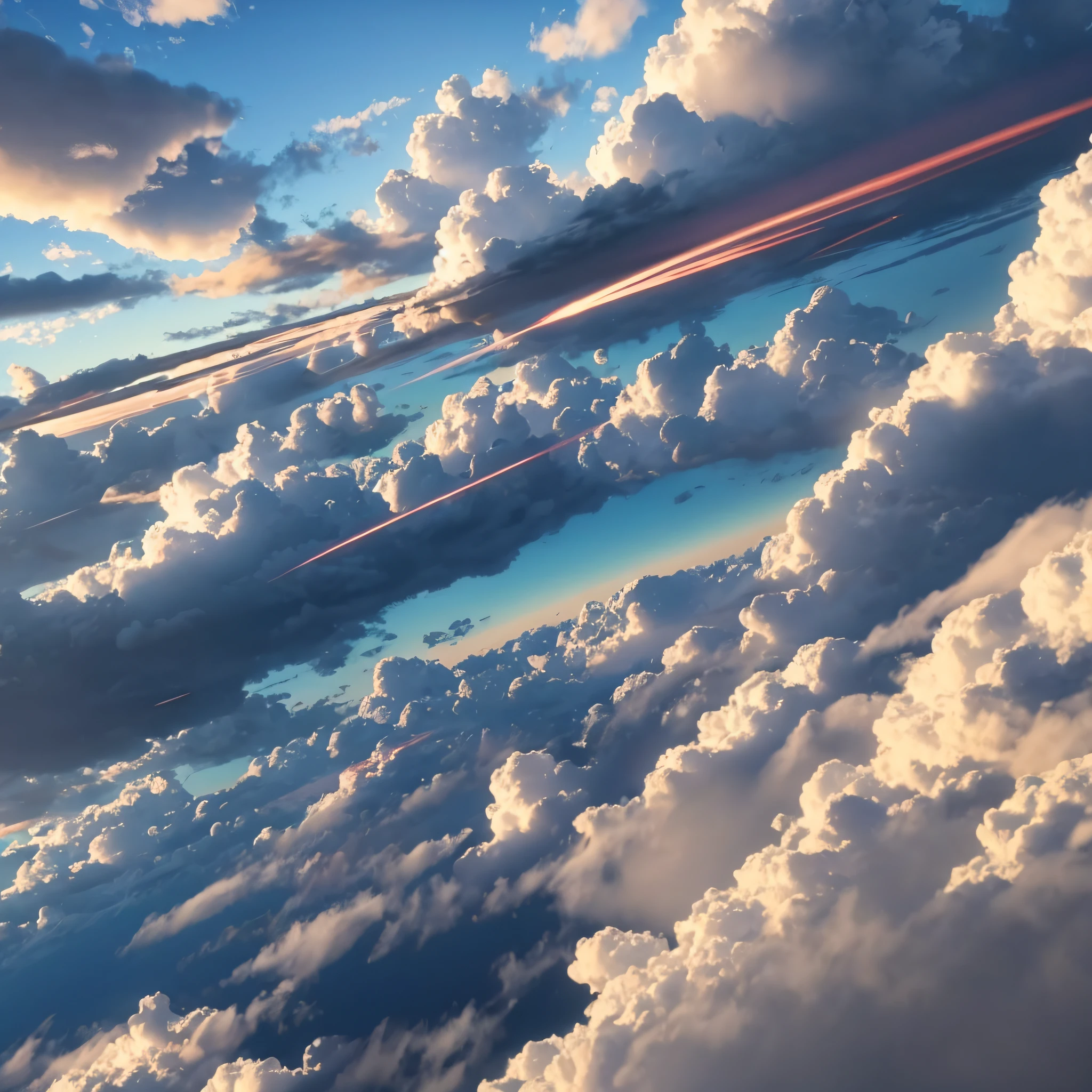 3D CGI animation of flying through white clouds towards ground visible from distance --auto --s2