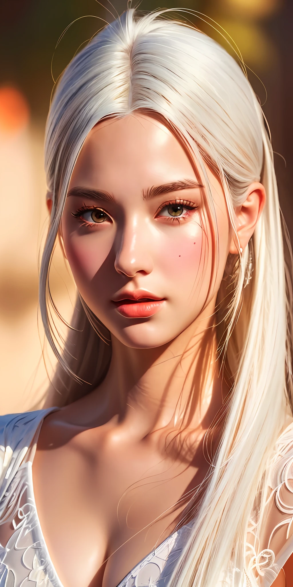 best quality,High quality texture,finely detailed,a realistic representation of the face,detailed skin,anime,girl,sexy,mix,model,illustration,portraits,semi-realistic,white hair