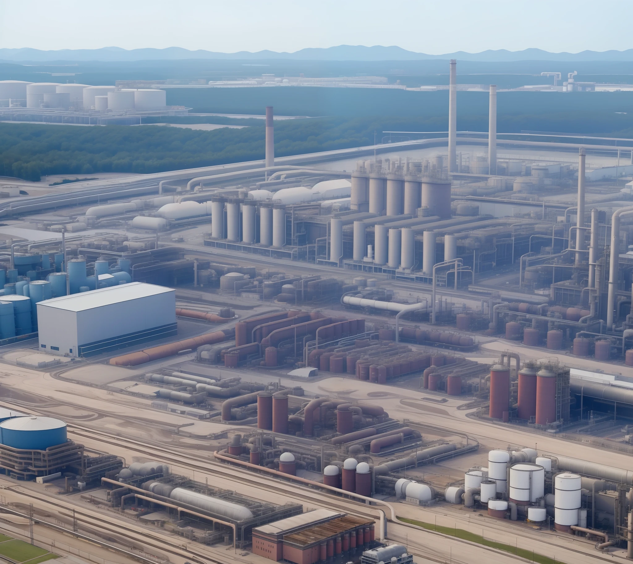 a view of a large factory with a lot of pipes and pipes, chemical plant, industrial factory, industrial complex, factory background, factories, industrial plant environment, industries, high technology inplants, industry, huge factories, industrial buildings, industrial photography, photo taken in 2 0 2 0, cement, industrial, industrial surrounding, industrial setting, detailed factory, industrial apparent