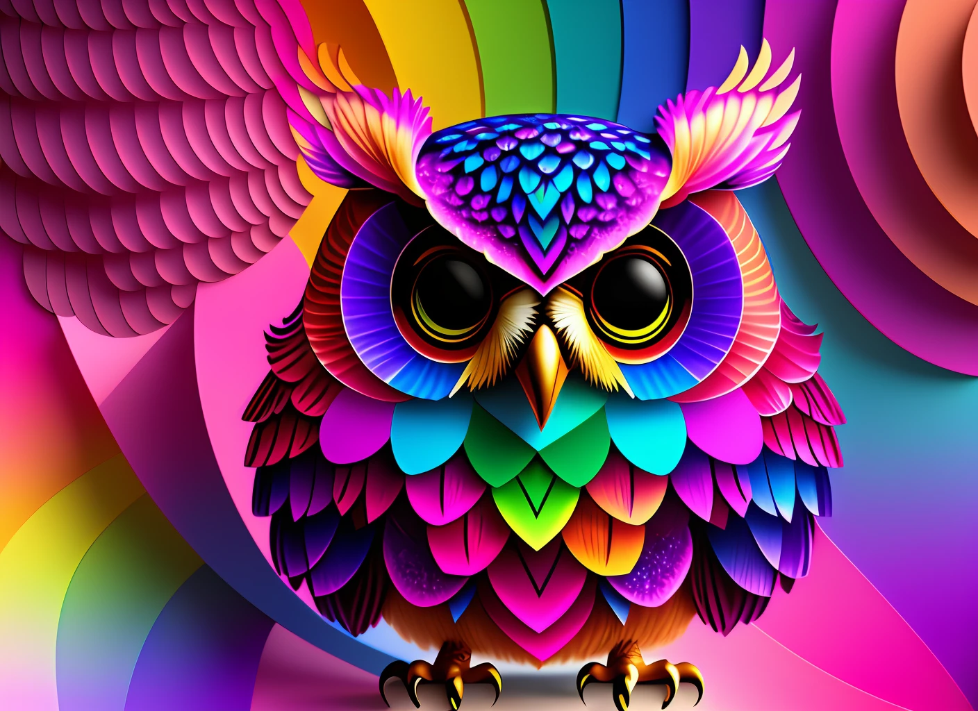 logo of owl,colorful,aesthetic,3D,with INA word,upscale --auto --s2