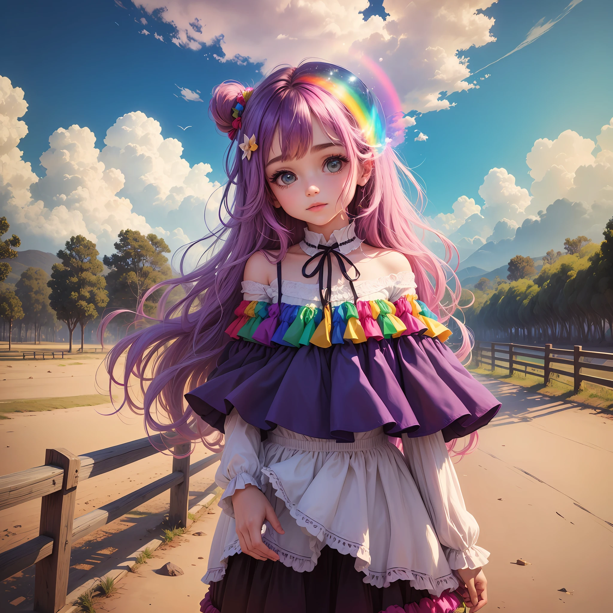 You are a girl, the background is magical, the colors of the rainbow, the quality of the picture --auto --s2