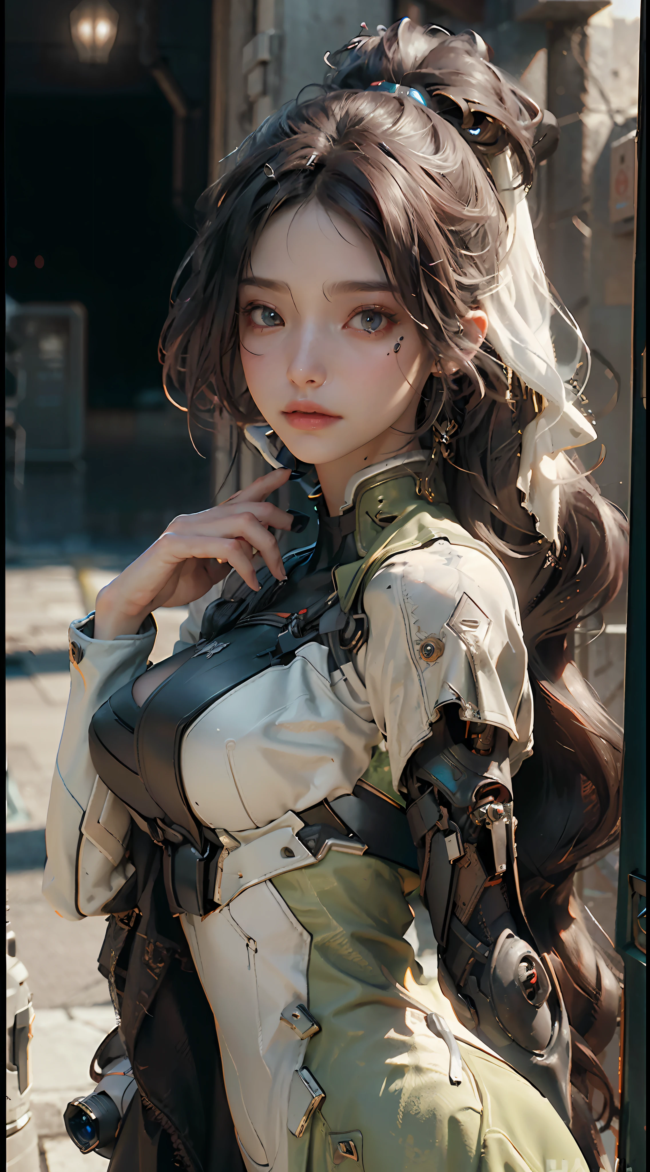 ((Best quality)), ((masterpiece)), (detailed:1.4), 3D, an image of a beautiful cyberpunk female,HDR (High Dynamic Range),Ray Tracing,NVIDIA RTX,Super-Resolution,Unreal 5,Subsurface scattering,PBR Texturing,Post-processing,Anisotropic Filtering,Depth-of-field,Maximum clarity and sharpness,Multi-layered textures,Albedo and Specular maps,Surface shading,Accurate simulation of light-material interaction,Perfect proportions,Octane Render,Two-tone lighting,Wide aperture,Low ISO,White balance,Rule of thirds,8K RAW,