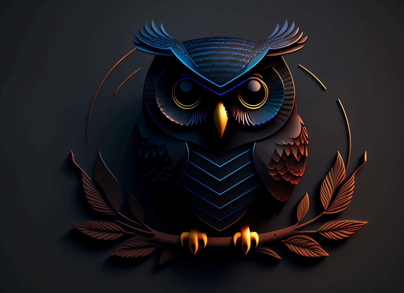 logo of owl,dark color,aesthetic,3D,with INA word,upscale - (100%) --auto --s2