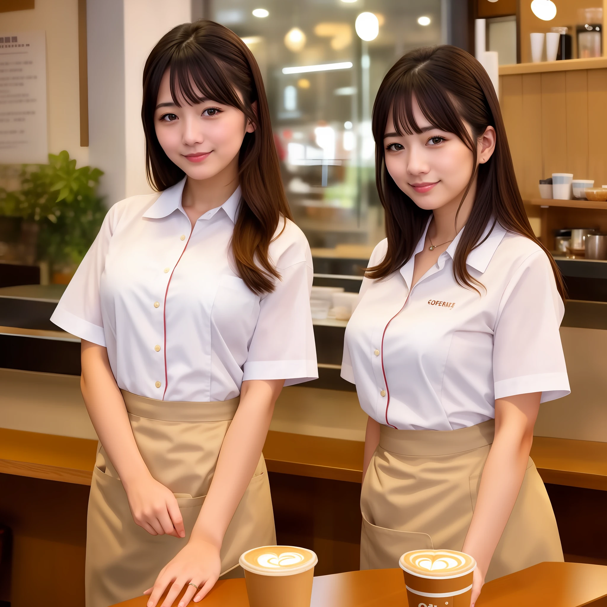 Beautiful waitress at a coffee shop in Showa